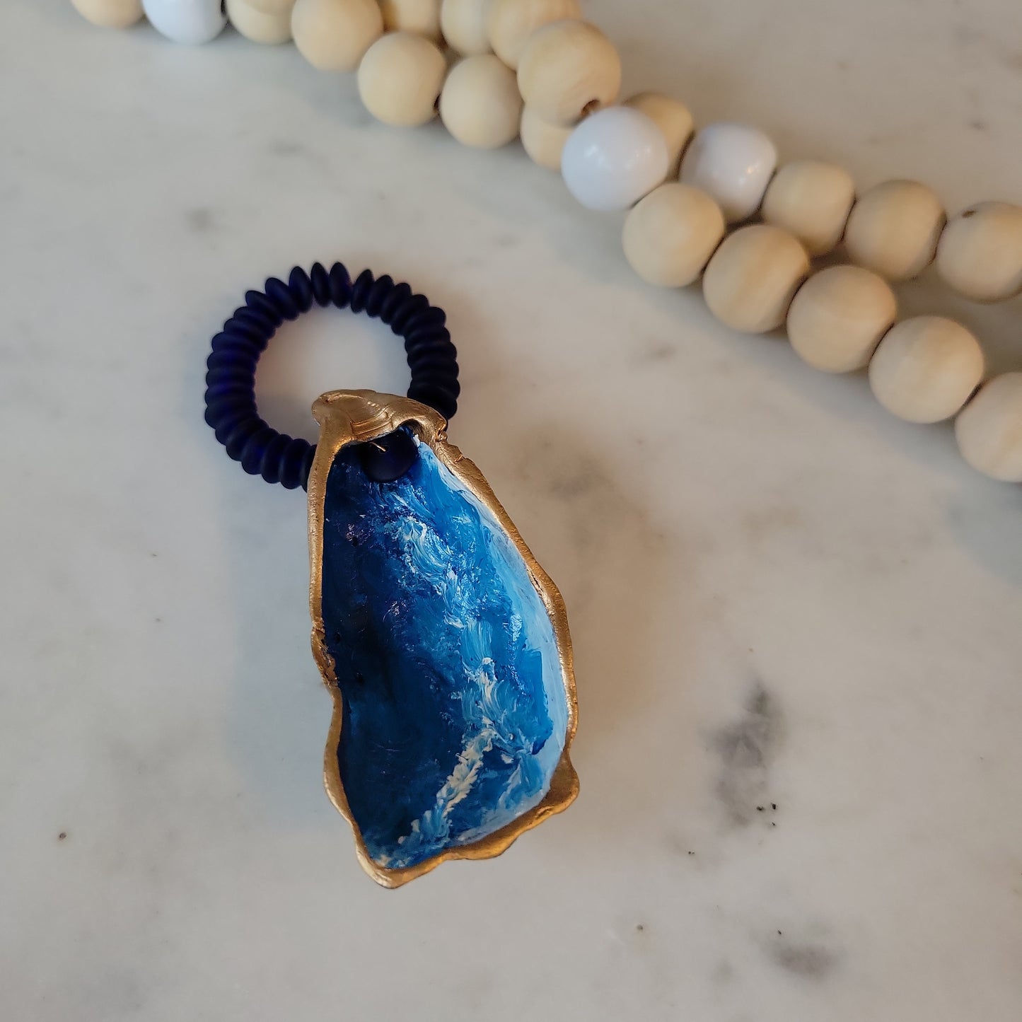 Ocean Oyster Shell Ornament: Handpainted & Customizable