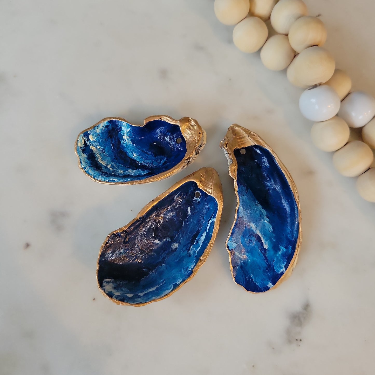 Ocean Oyster Shell Ornament: Handpainted & Customizable