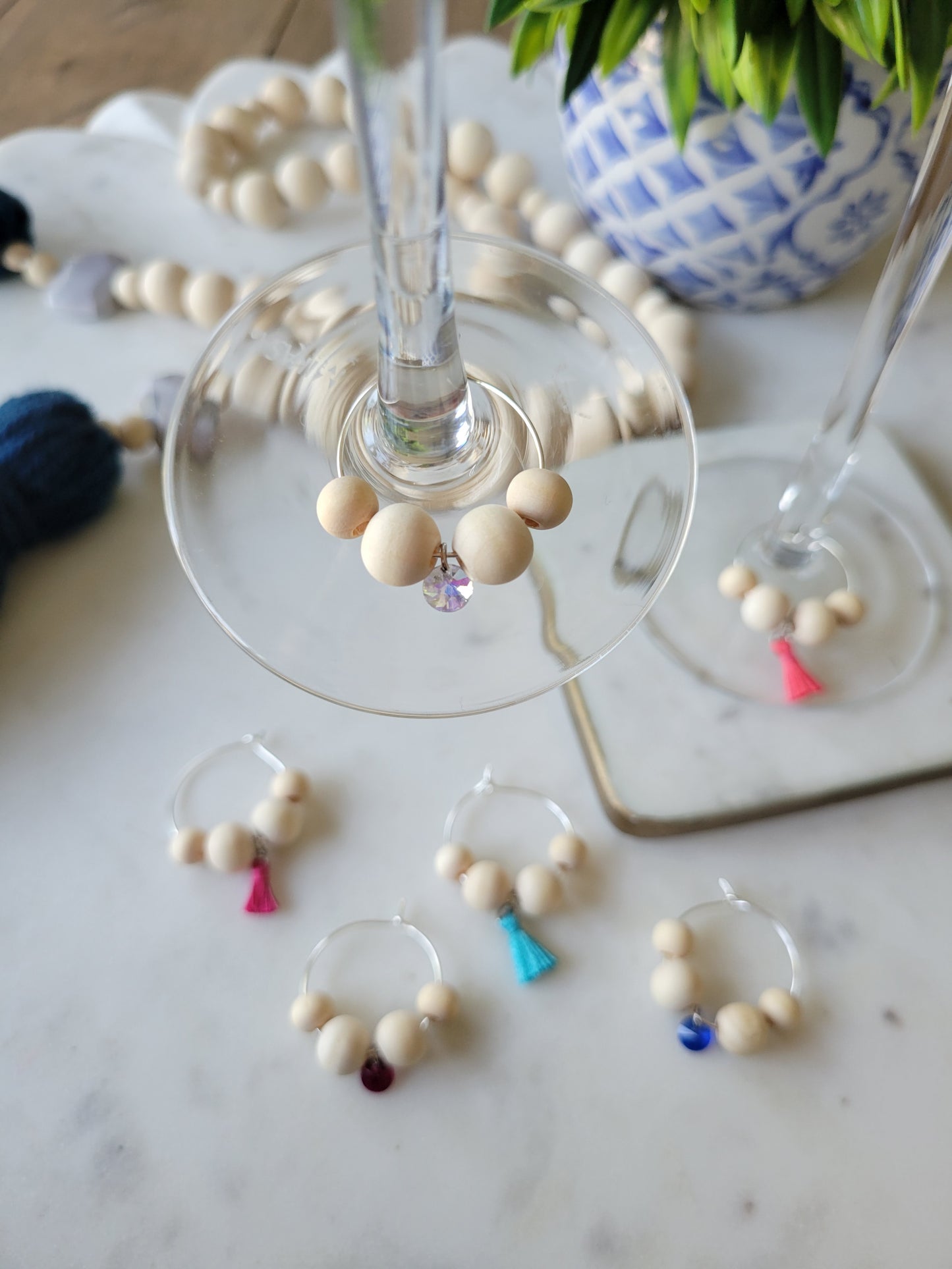Tassel and Gem Wine Charms (Set of 6)