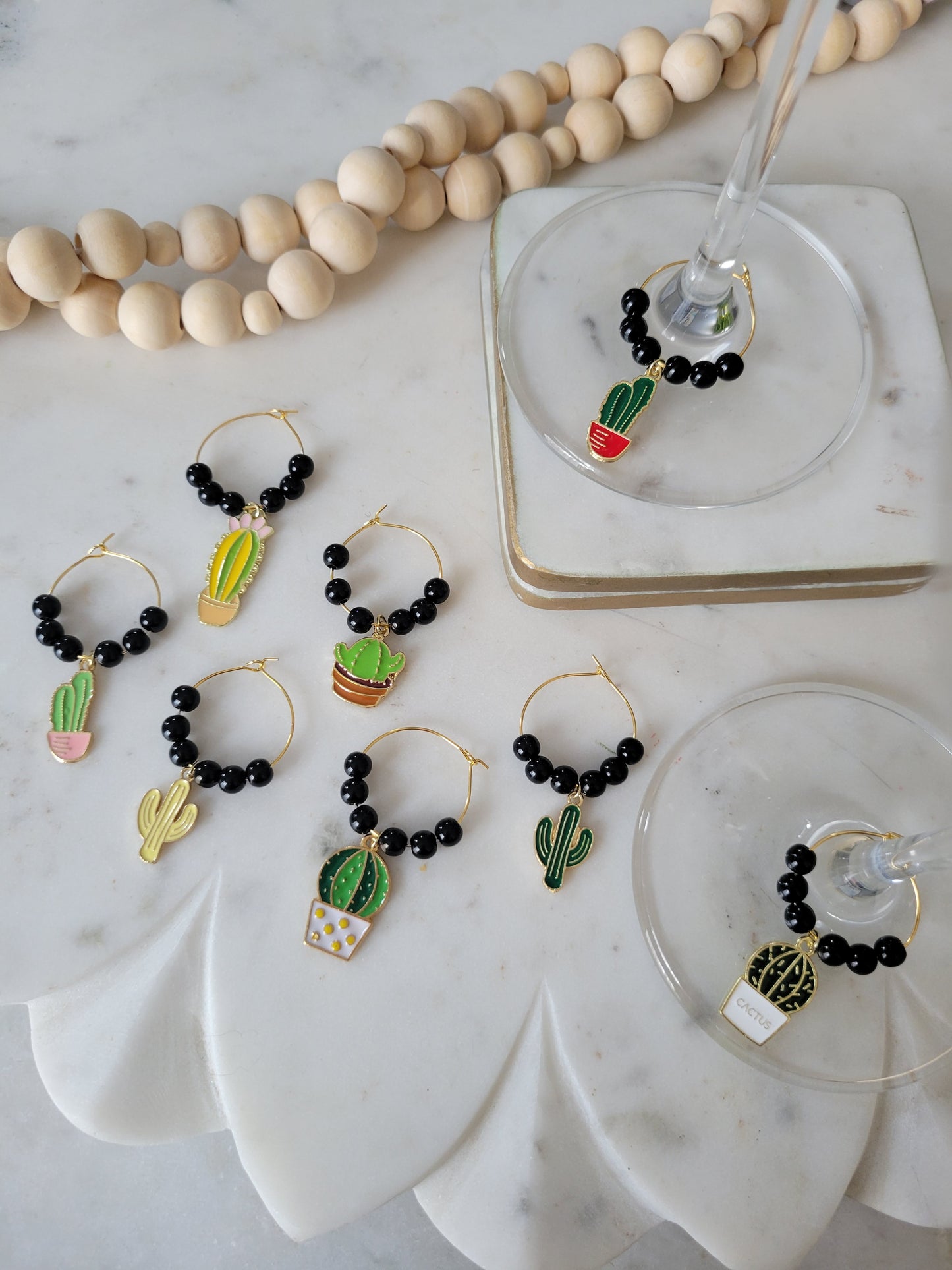 Cactus Wine Charms (Set of 8)