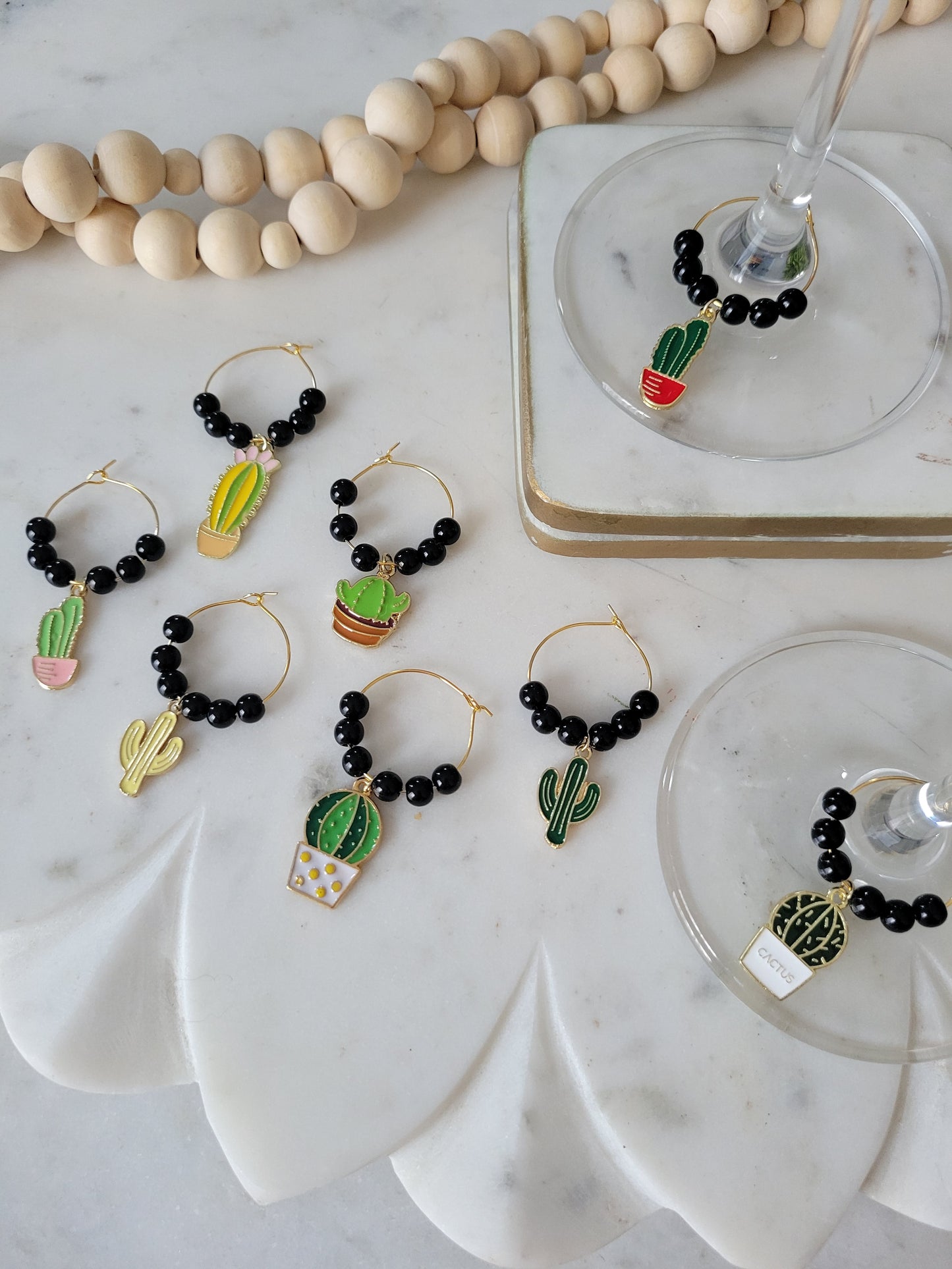 Cactus Wine Charms (Set of 8)