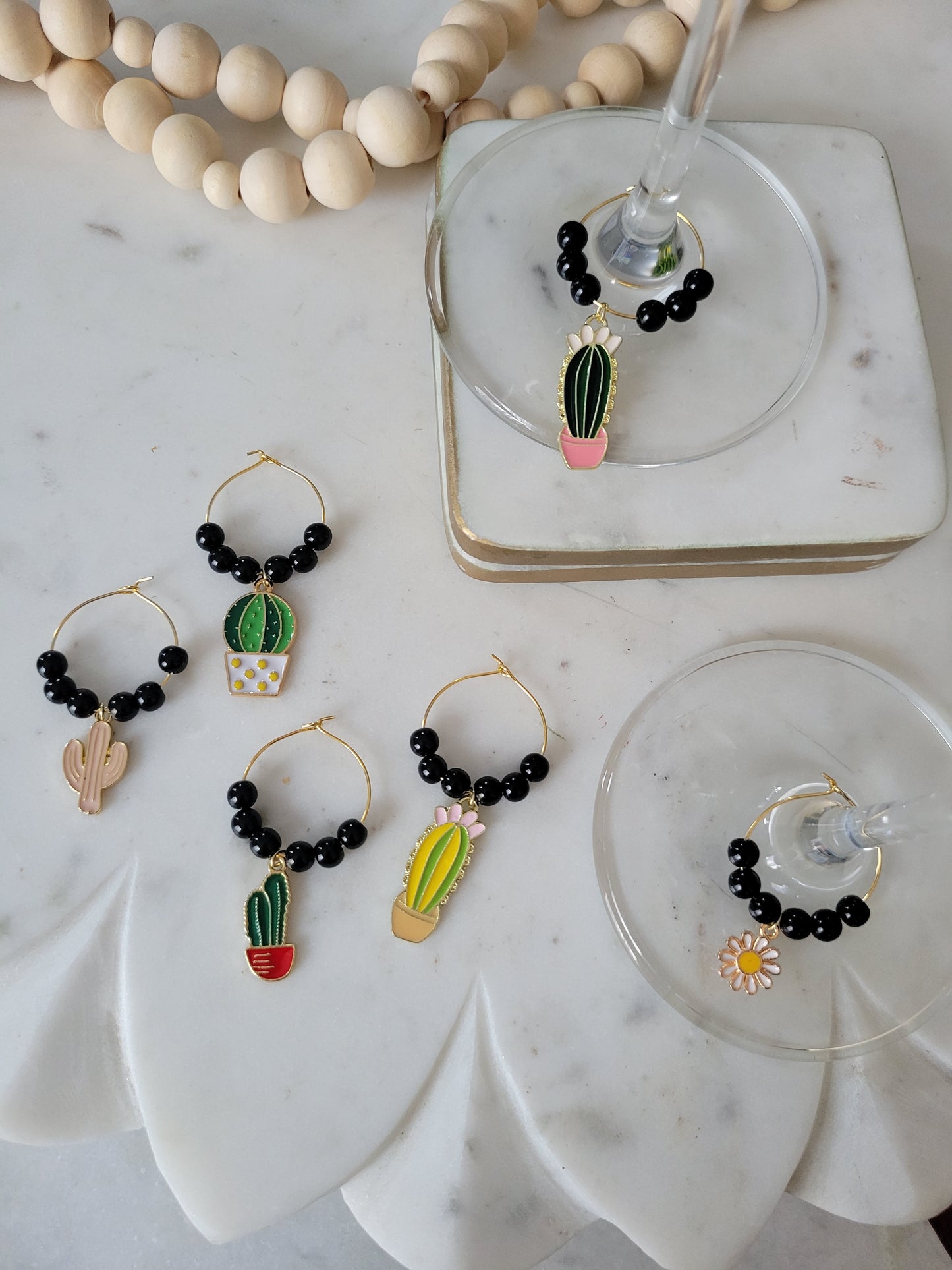 Cactus Wine Charms (Set of 6)
