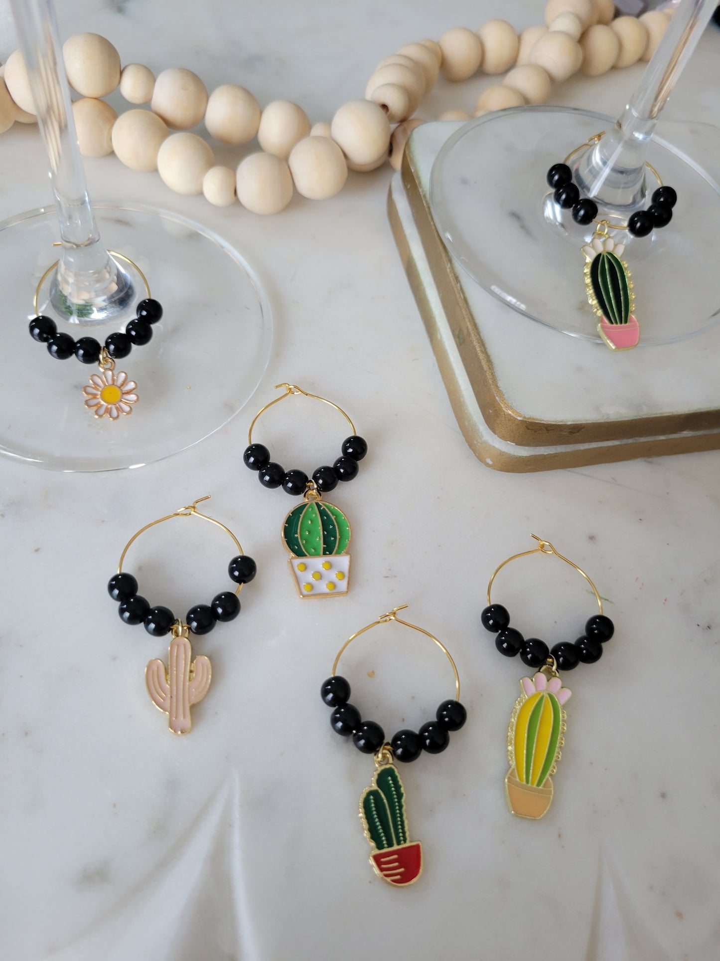 Cactus Wine Charms (Set of 6)