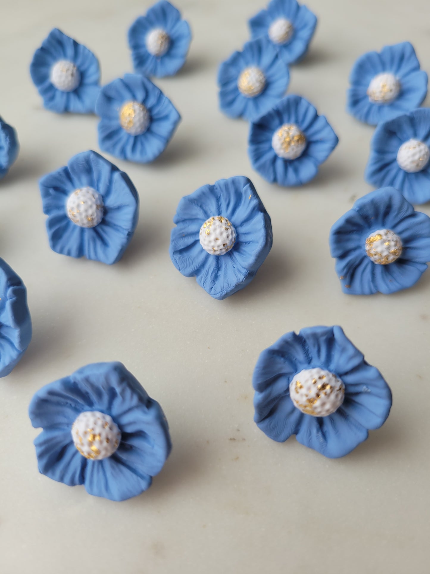 Floral Statement Studs: Blue