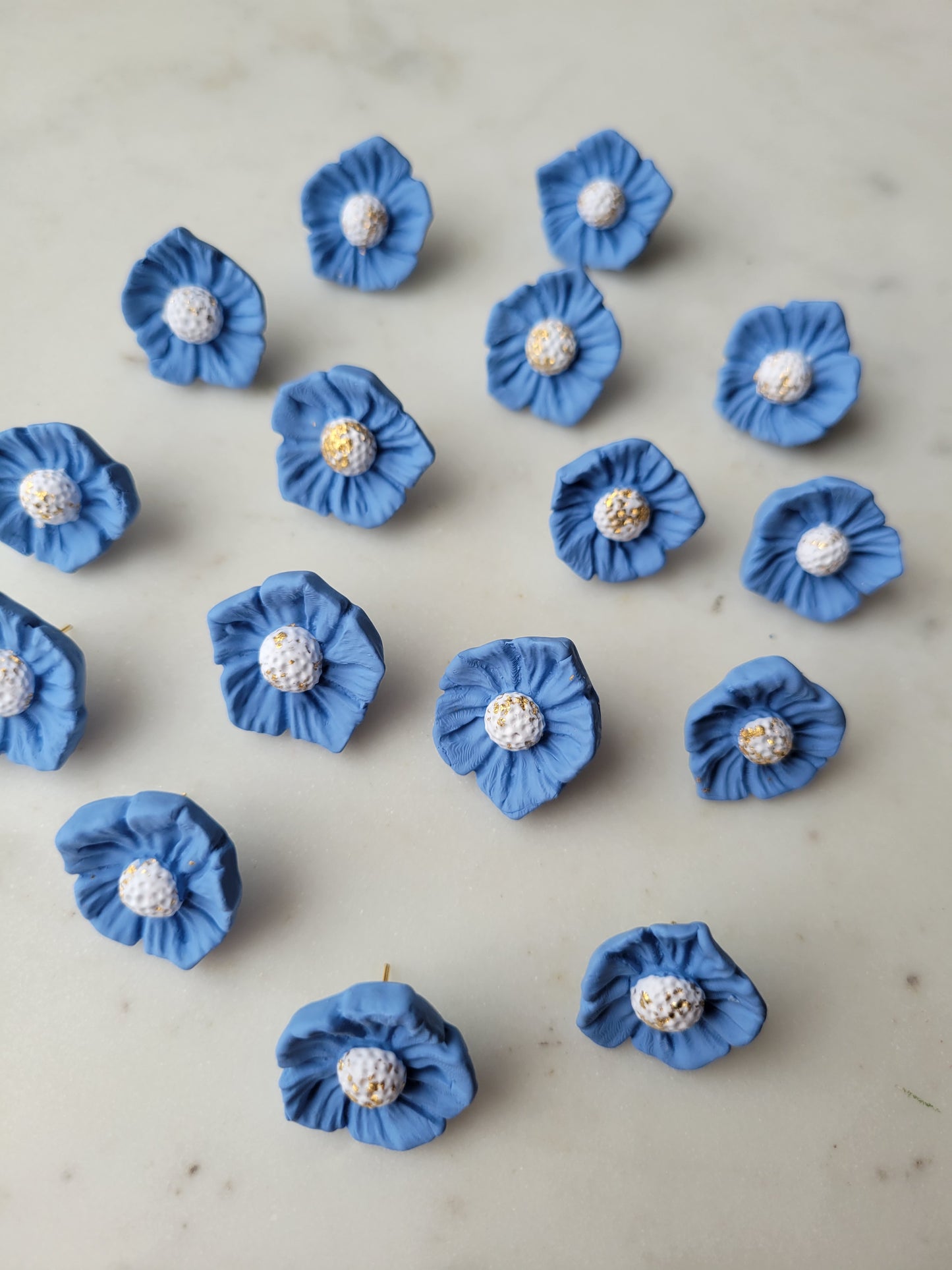 Floral Statement Studs: Blue