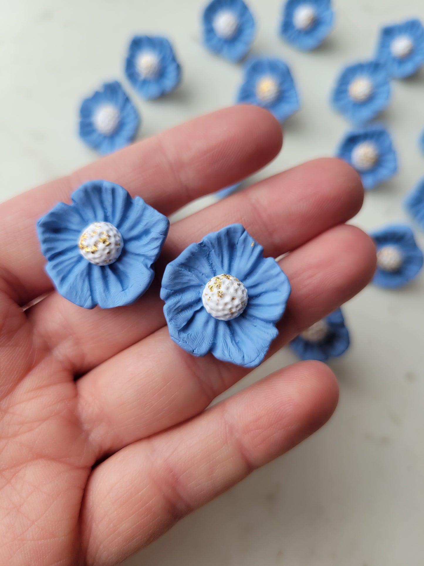 Floral Statement Studs: Blue
