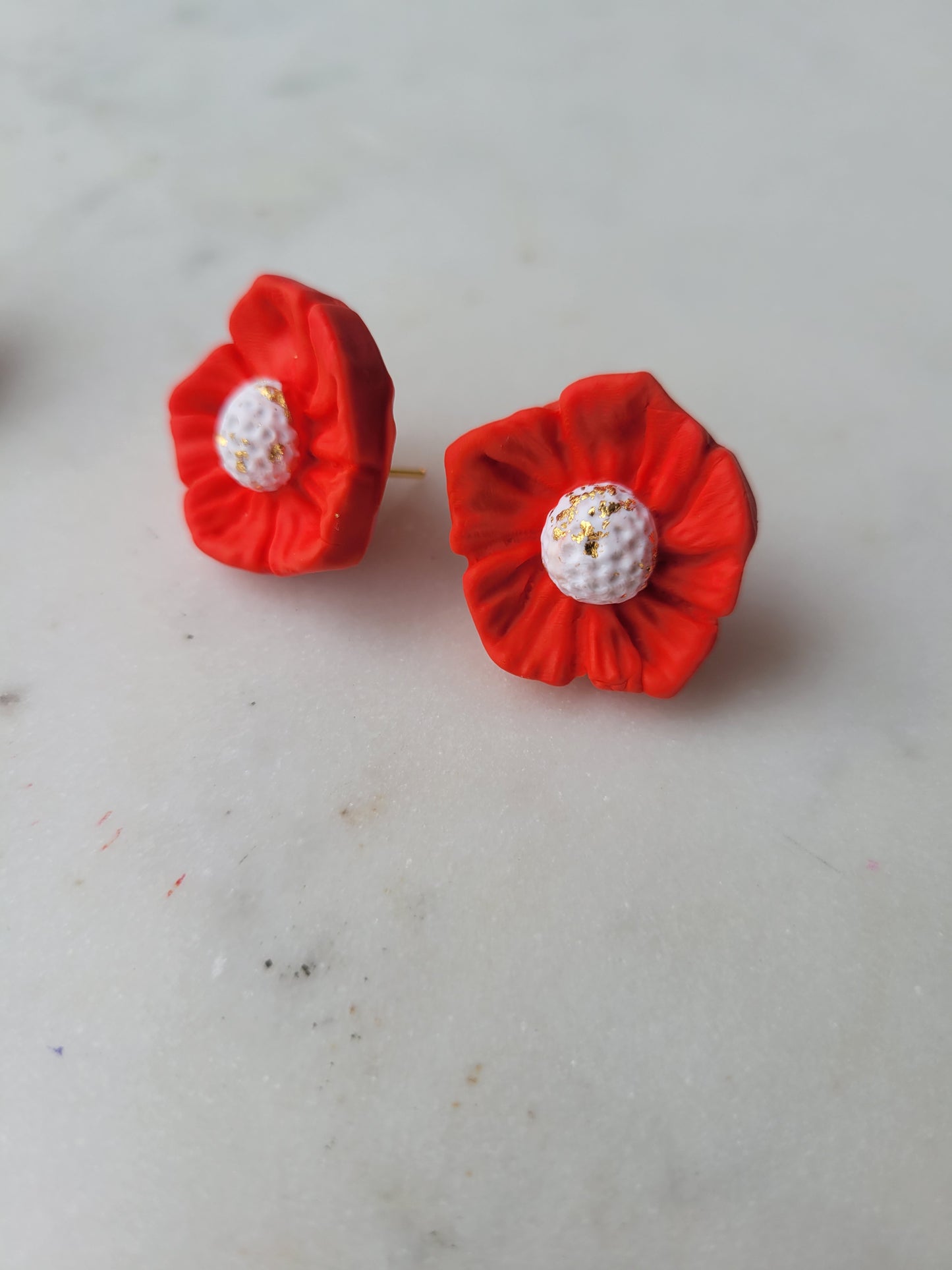 Floral Statement Studs: Orange Poppy