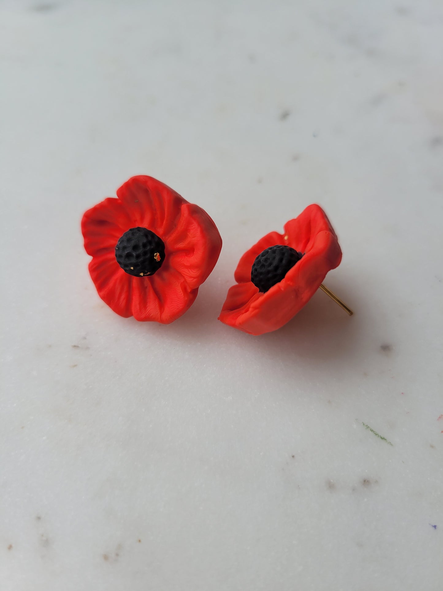 Floral Statement Studs: Orange Poppy