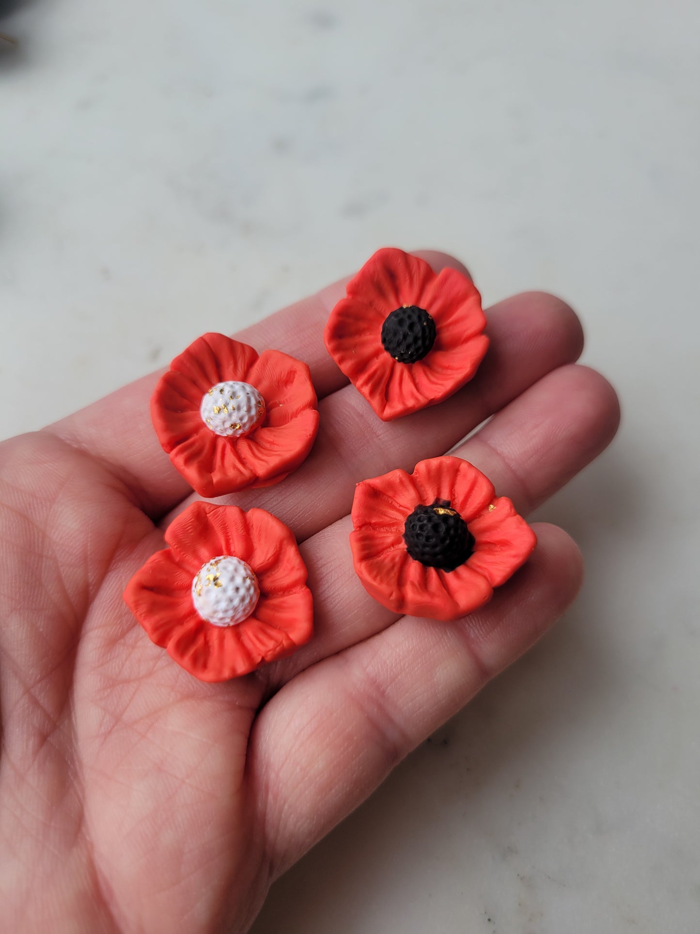 Floral Statement Studs: Orange Poppy