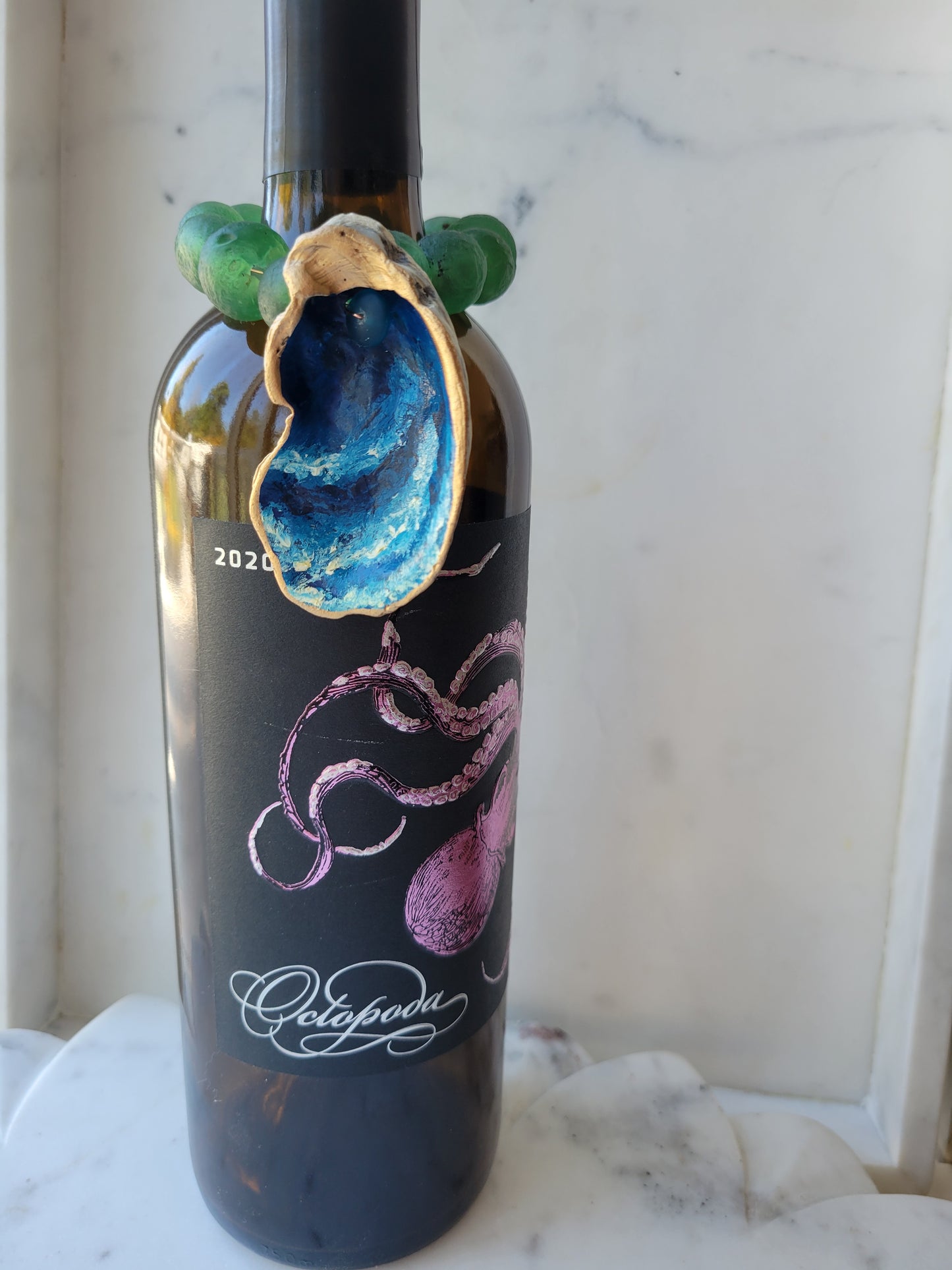 Wine Bottle Charm: Hostess Gift : Sea Glass