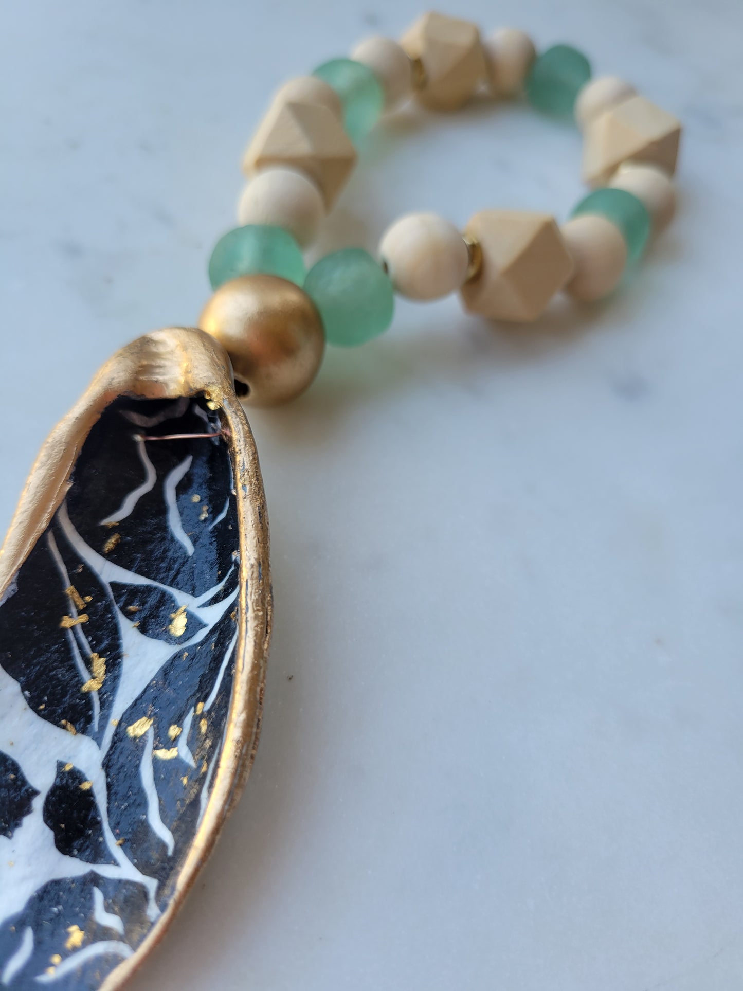 Hanger or Table Decor: Hostess Gift : Wood + Sea Glass