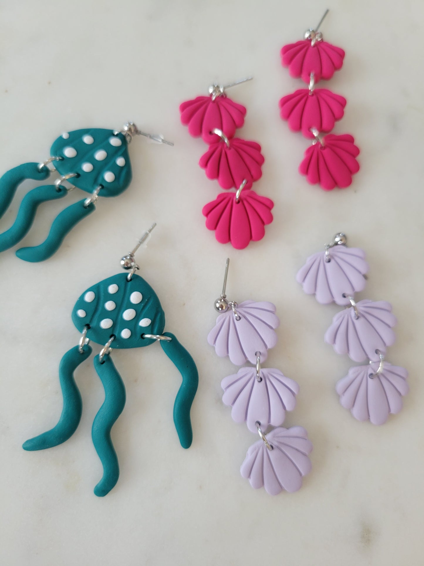 Seashell Long Dangles: Lavender