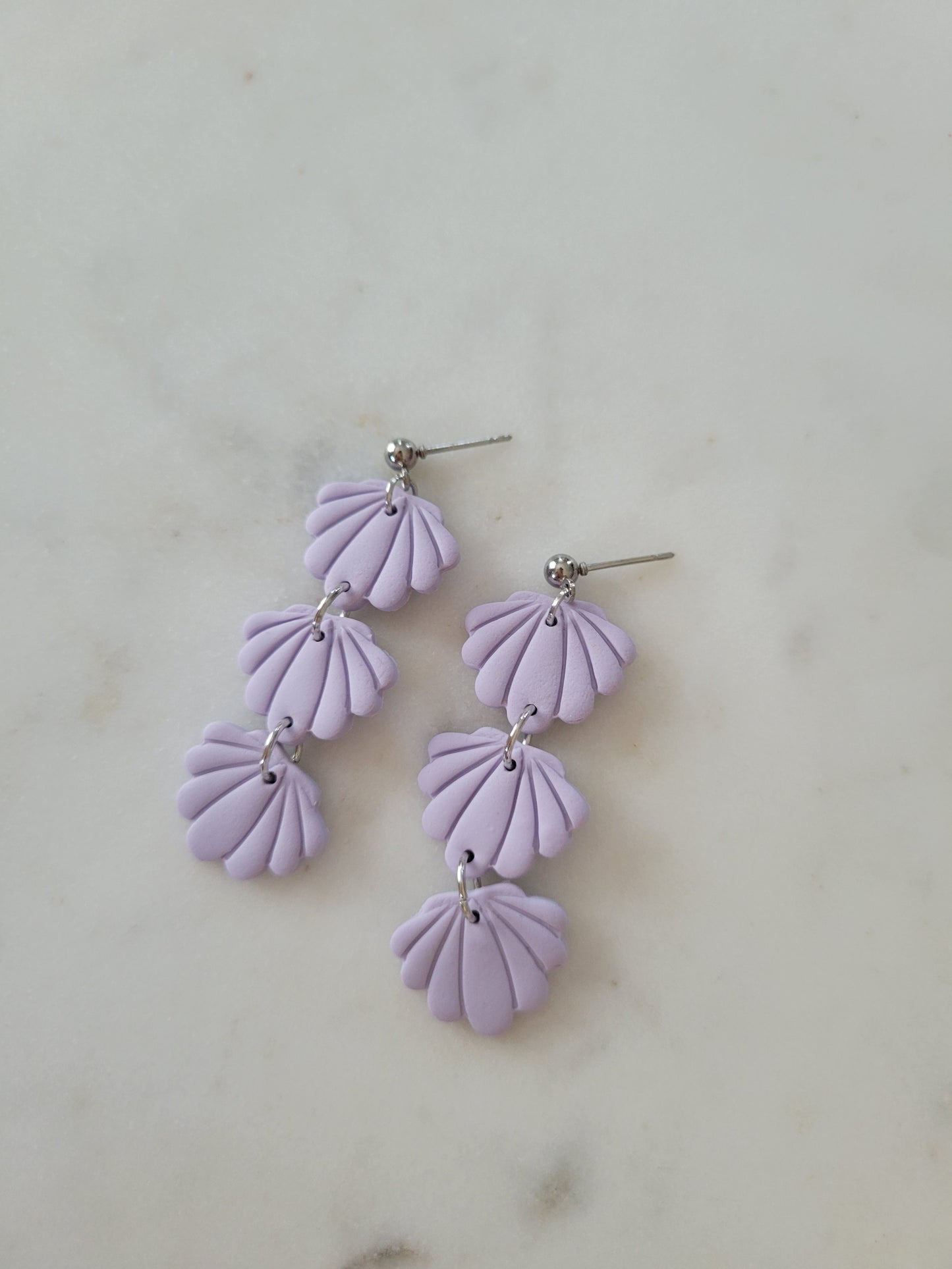 Seashell Long Dangles: Lavender