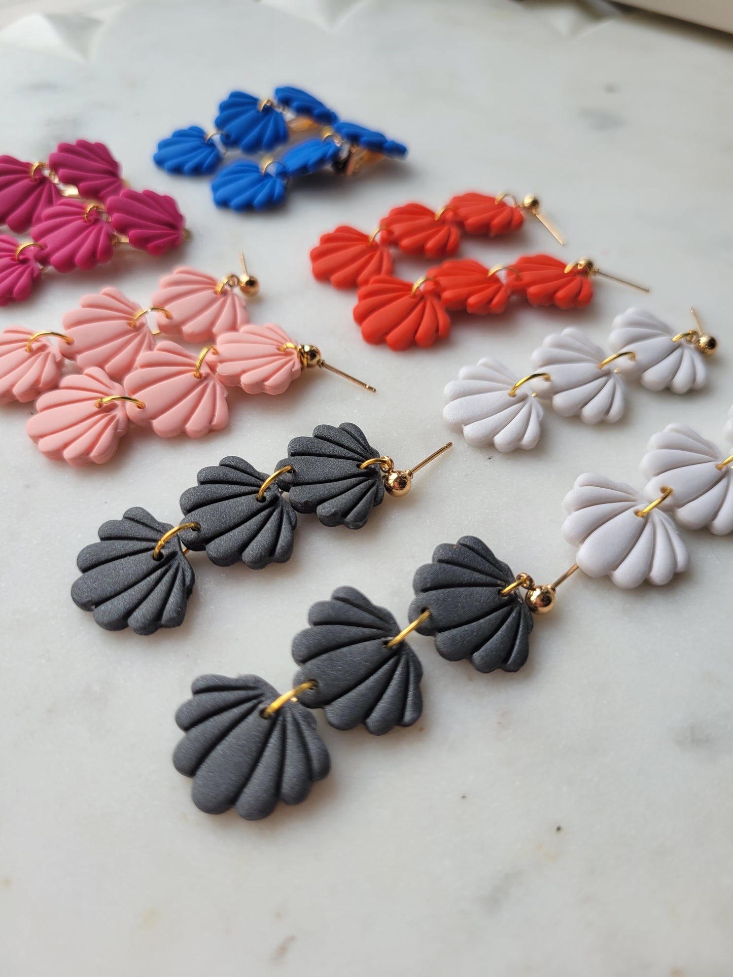 Seashell Long Dangles: Gunmetal