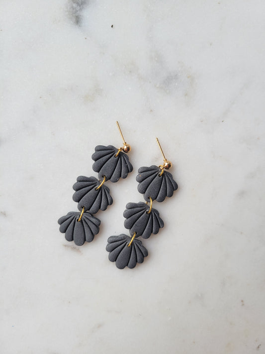 Seashell Long Dangles: Gunmetal