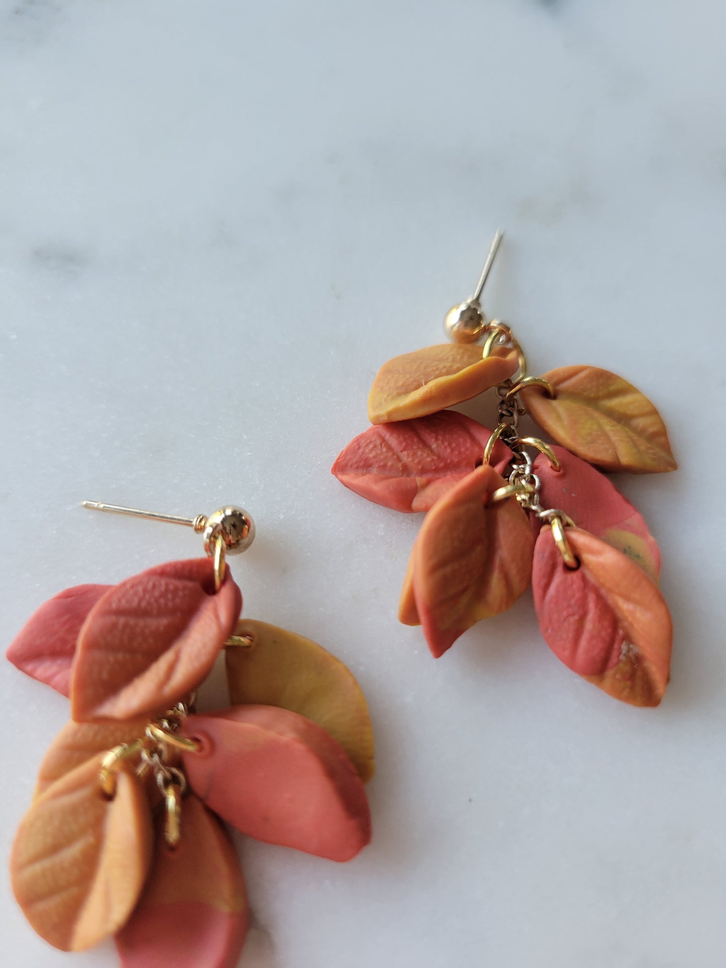 Addi : Autumn Leaf Drop Earrings : Yellow/Orange