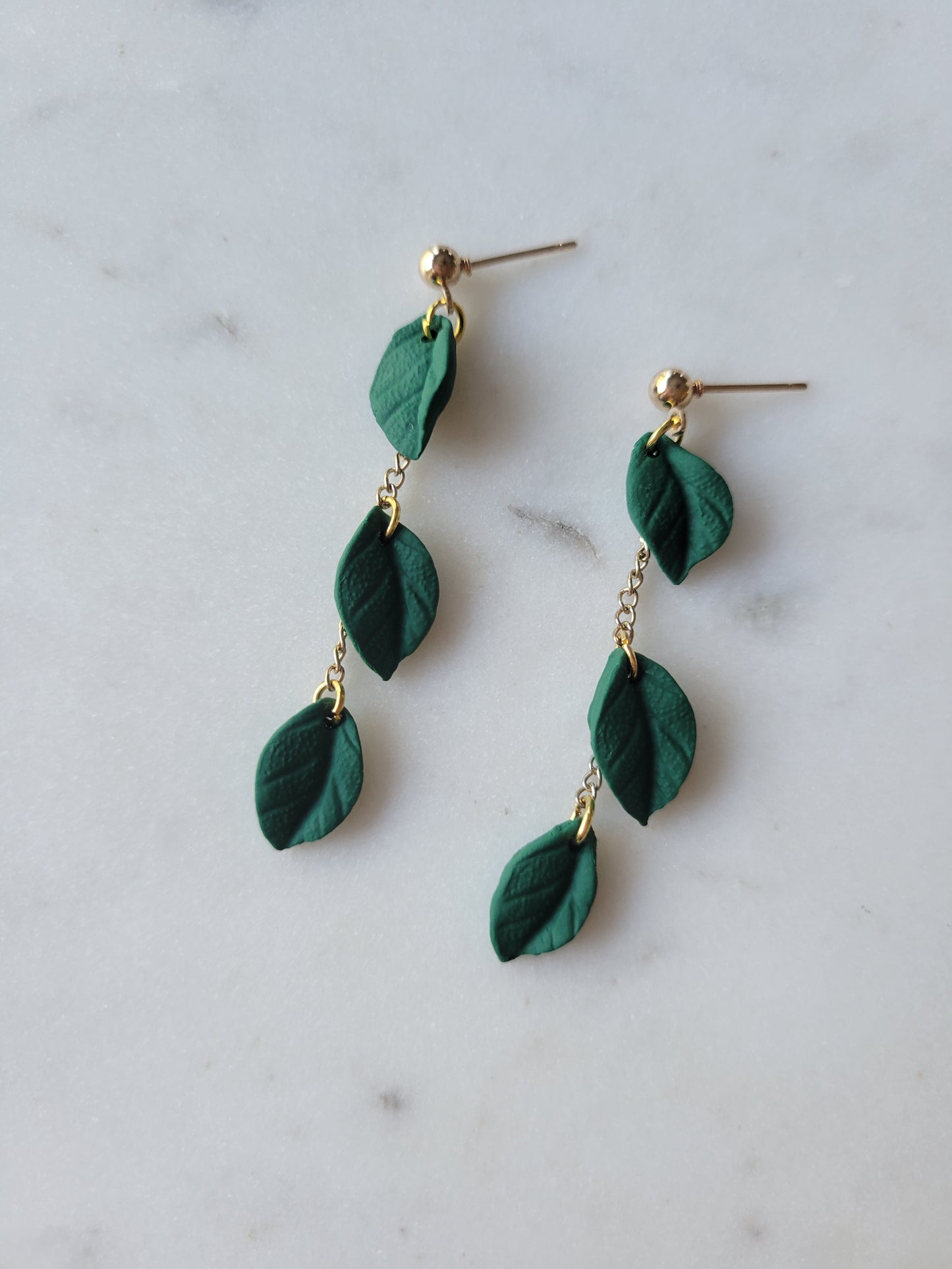 Leaf Drop Earrings : Long