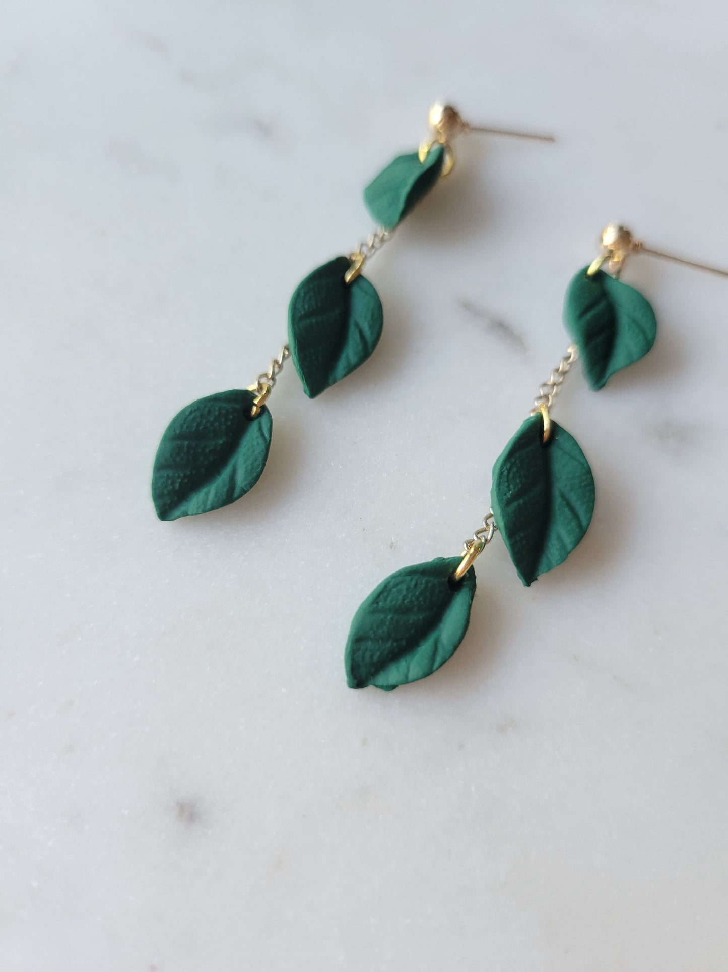 Leaf Drop Earrings : Long