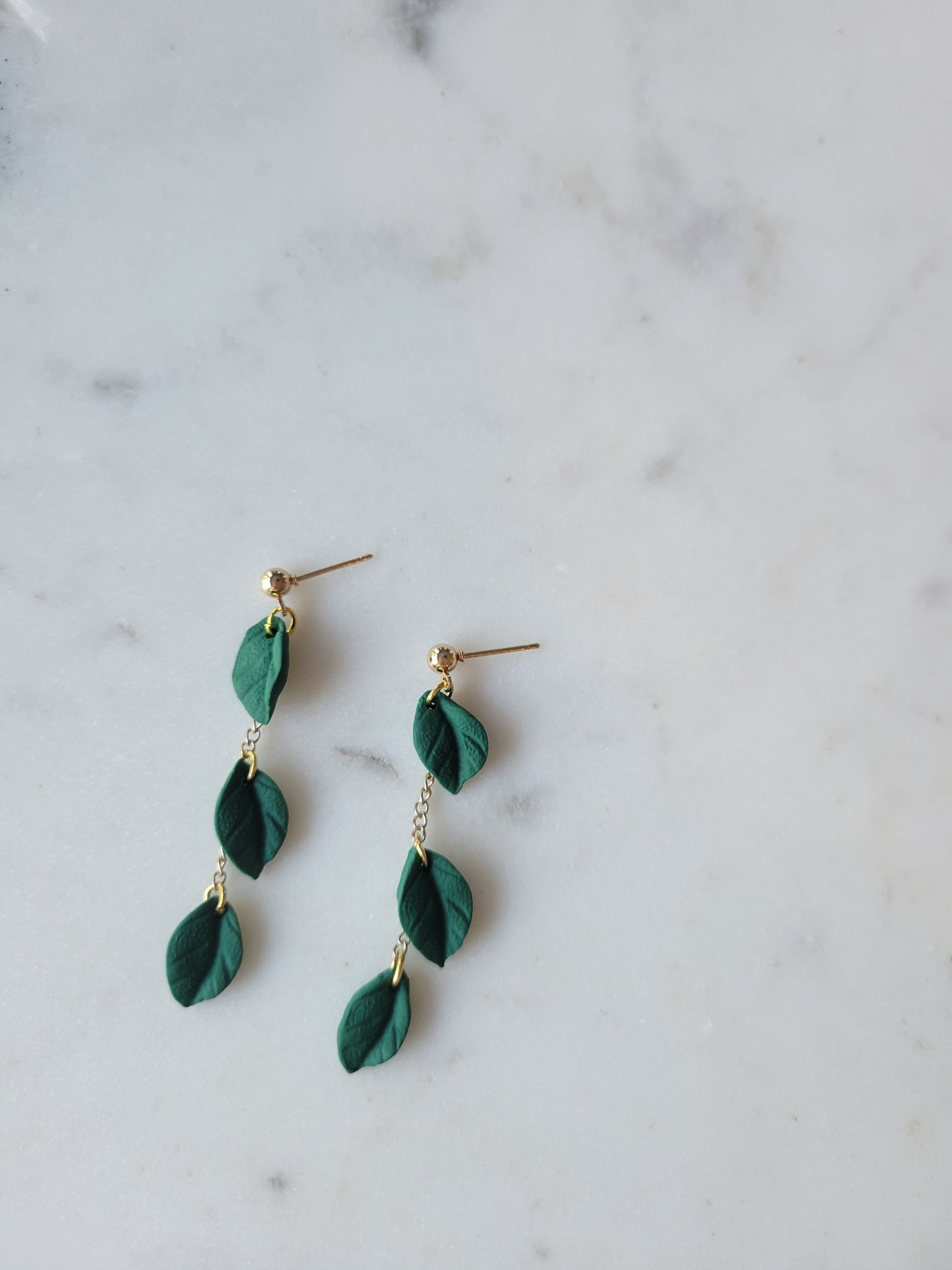 Leaf Drop Earrings : Long