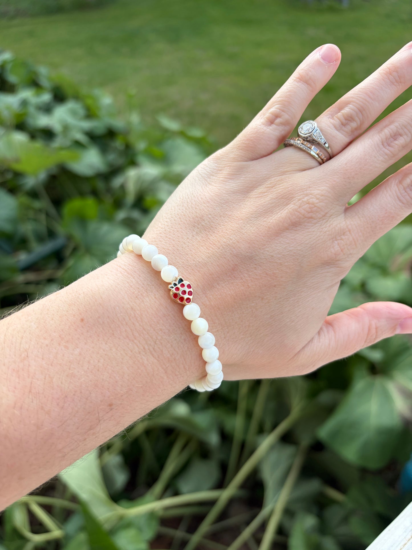 Strawberry & Mother of Pearl Bracelet