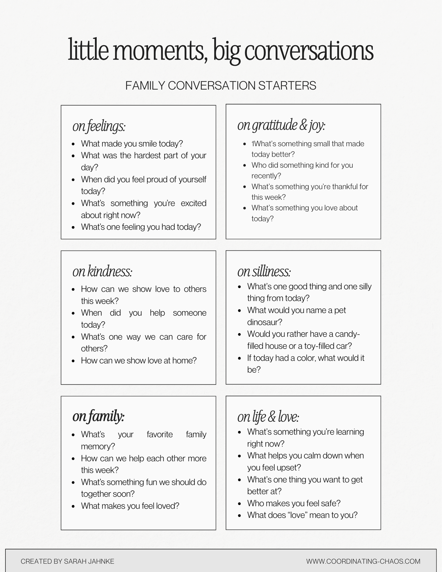Family Conversation Starter: Free Printable