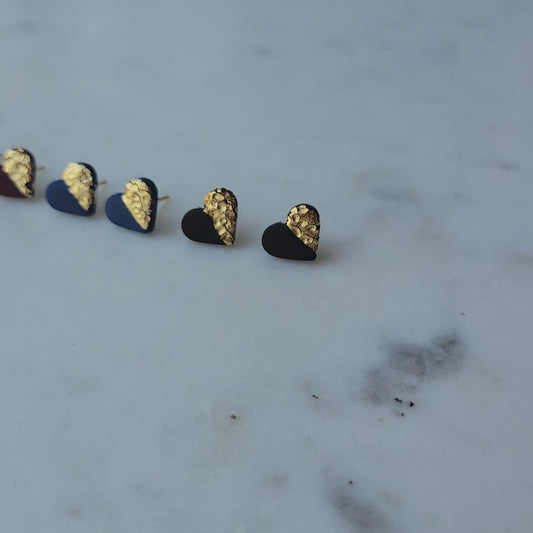 Green & Gold Heart Studs