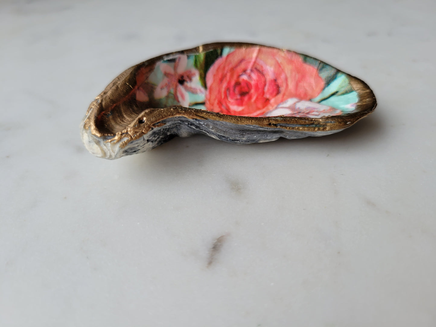 Oyster Shell Trinket Dish: Floral & Citrus