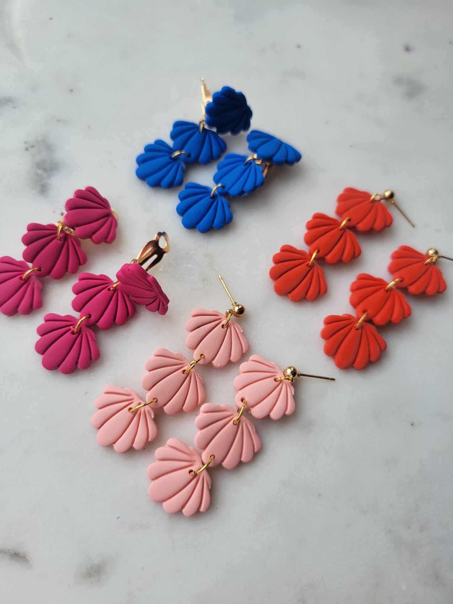 *Clip-on* Seashell Long Dangles: Multiple Options