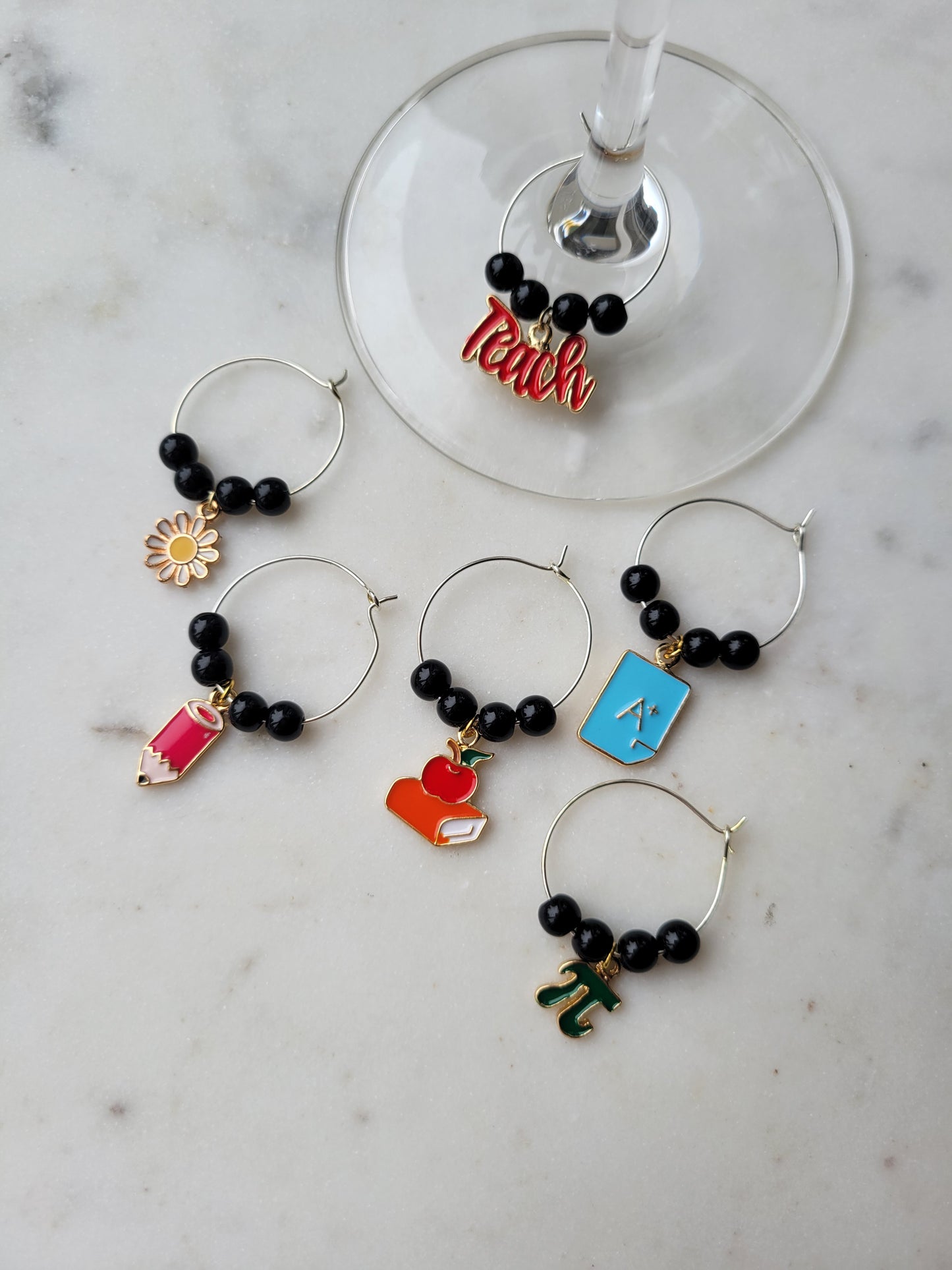 Teacher Wine Charms: Black
