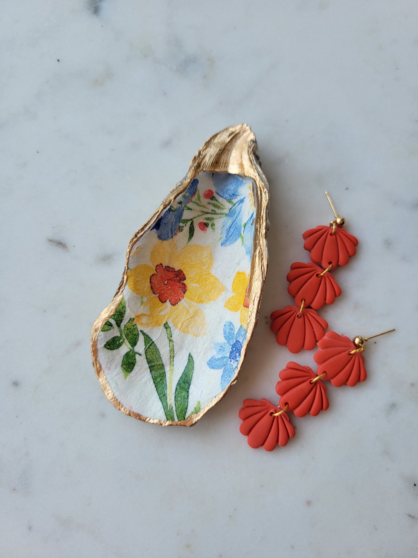 Seashell Long Dangles: Orange