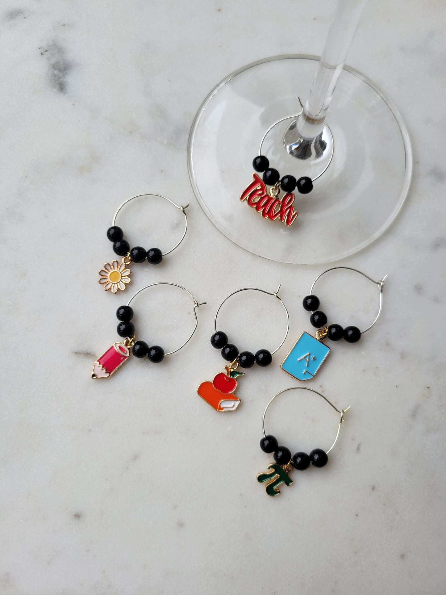 Teacher Wine Charms: Black
