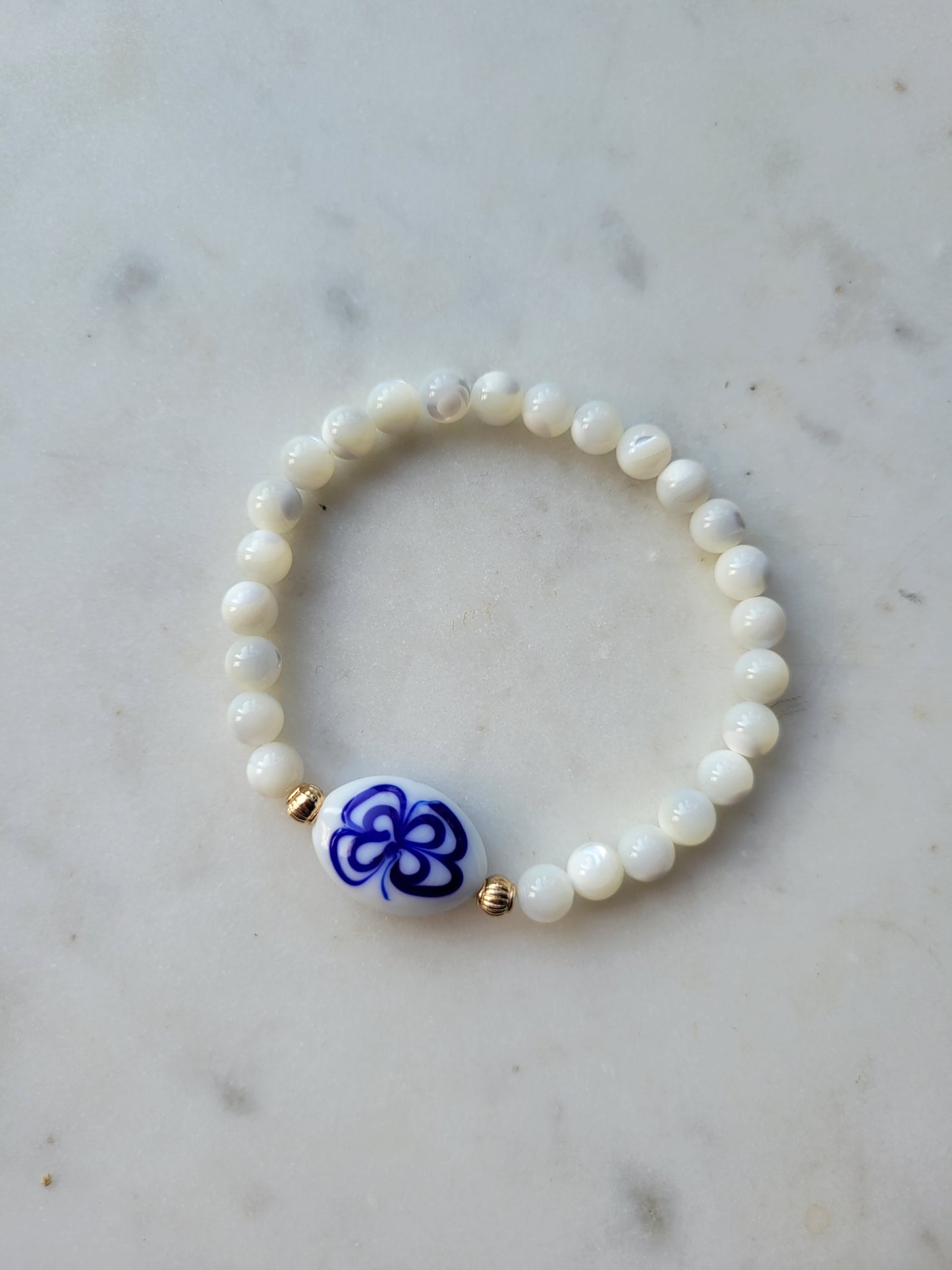 Blue & White Ceramic & Mother of Pearl
