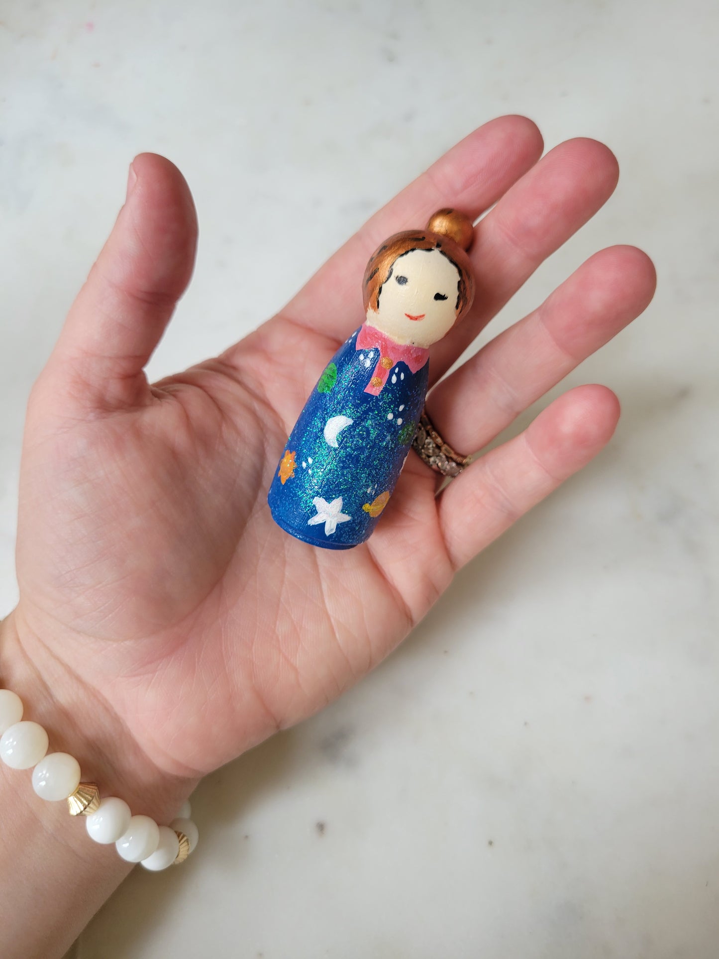 Sparkly Science Teacher Peg Doll