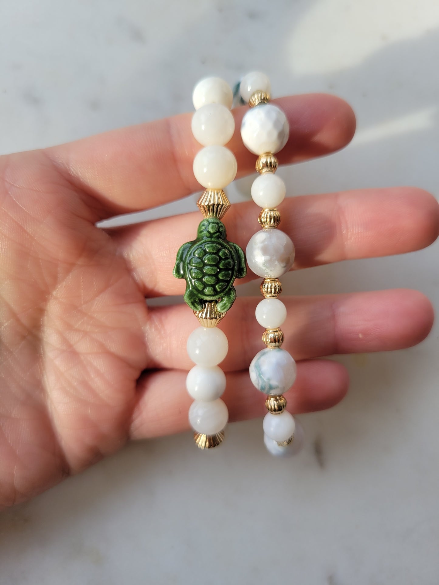 Agate & Shell Beaded Bracelet
