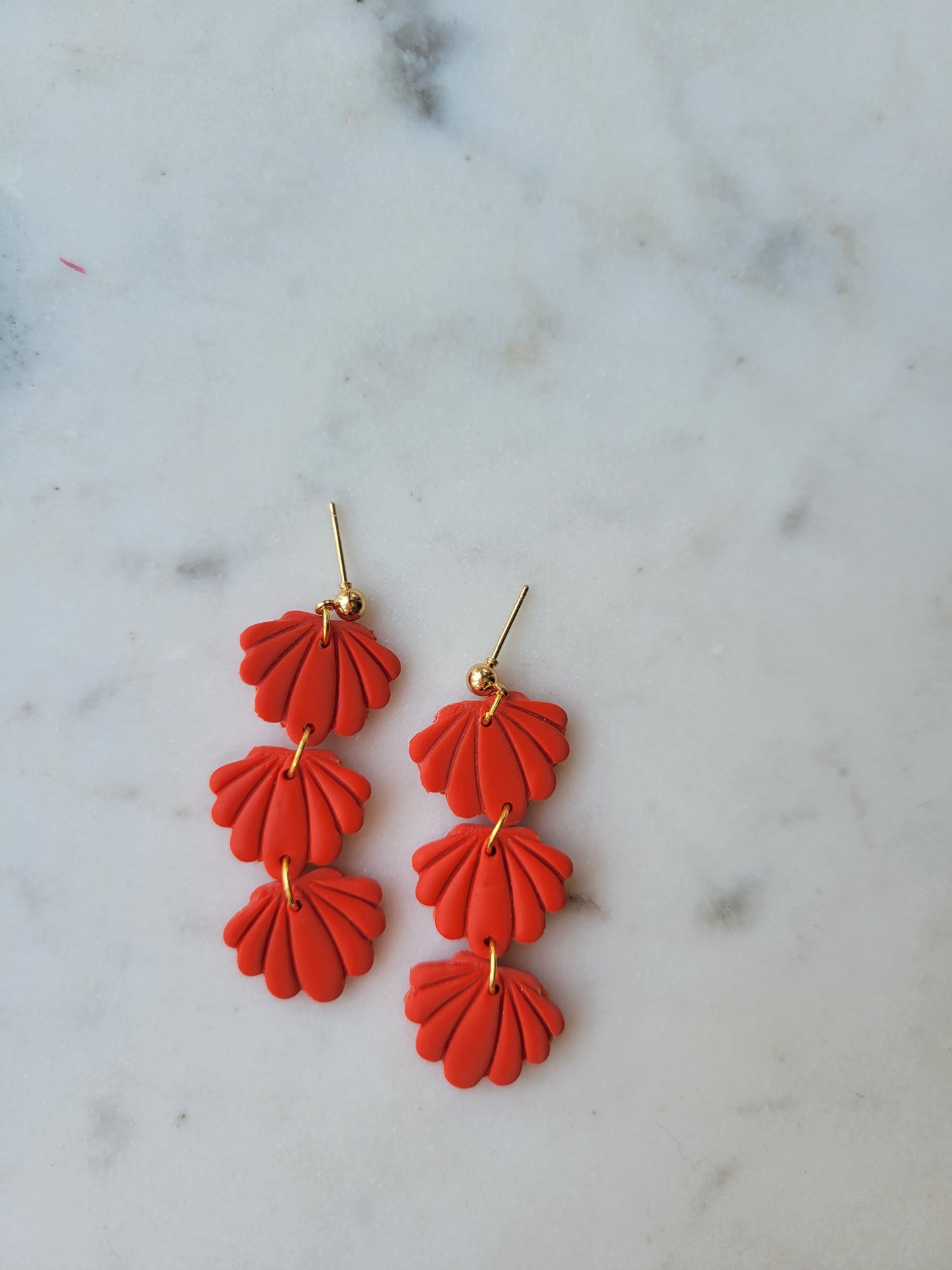 Seashell Long Dangles: Orange