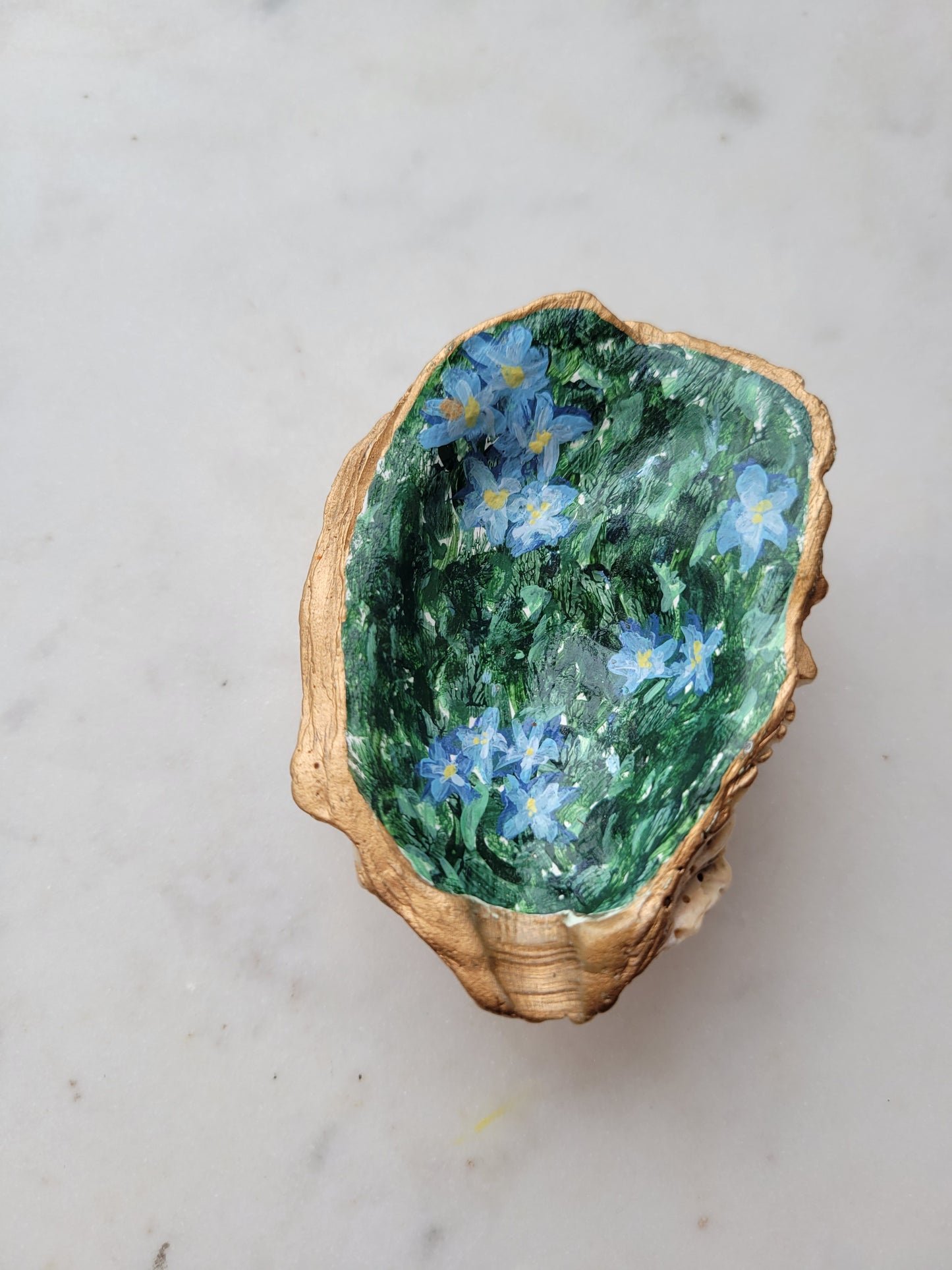 Forget-Me-Nots: Double Oyster Shell Catch-All Dish