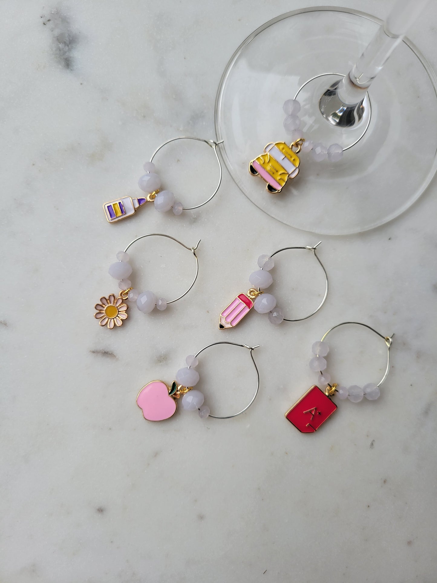 Teacher Wine Charms: Pink