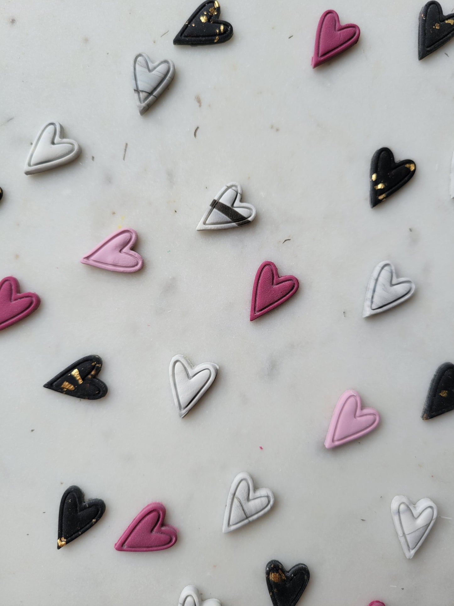 Gold Leaf Heart Studs: Black or White