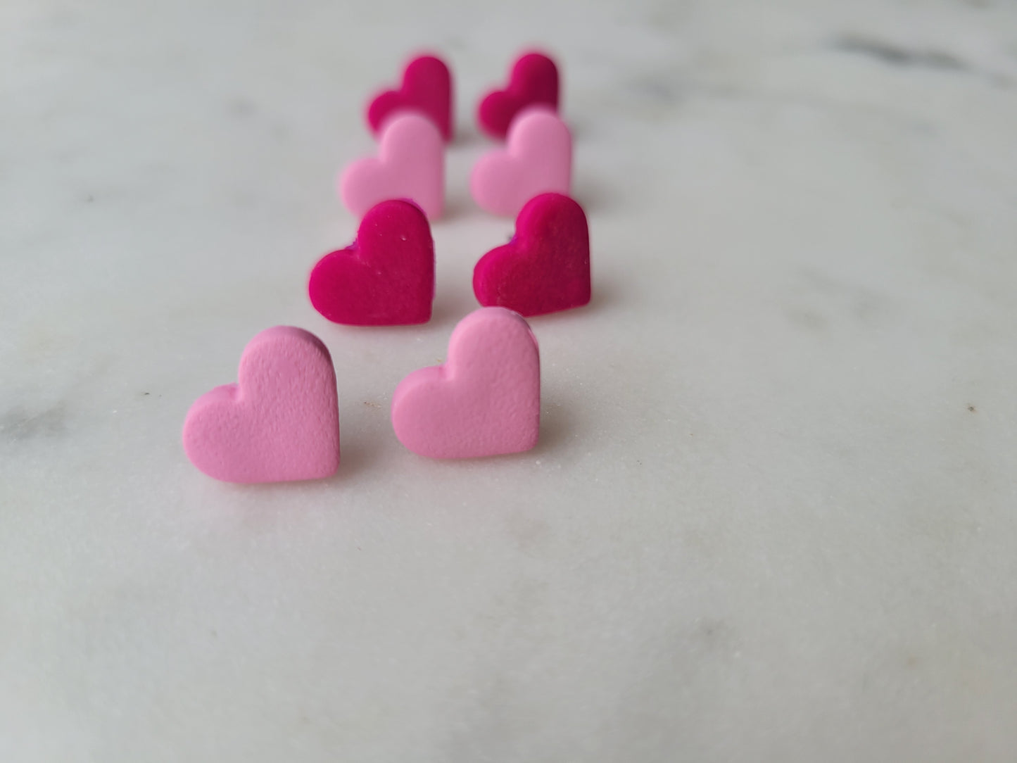 Heart Studs: Dark or Light Pink