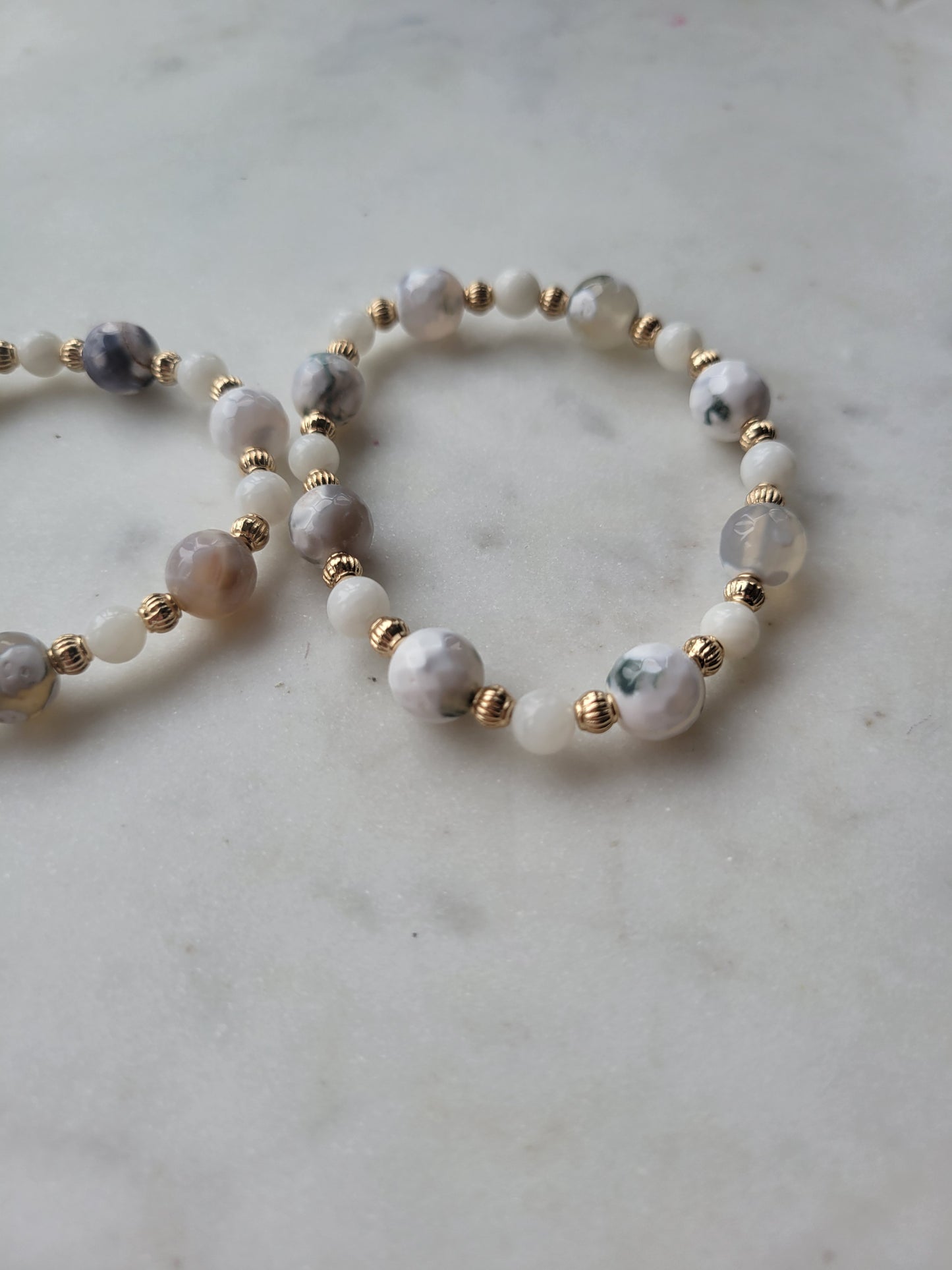 Agate & Shell Beaded Bracelet