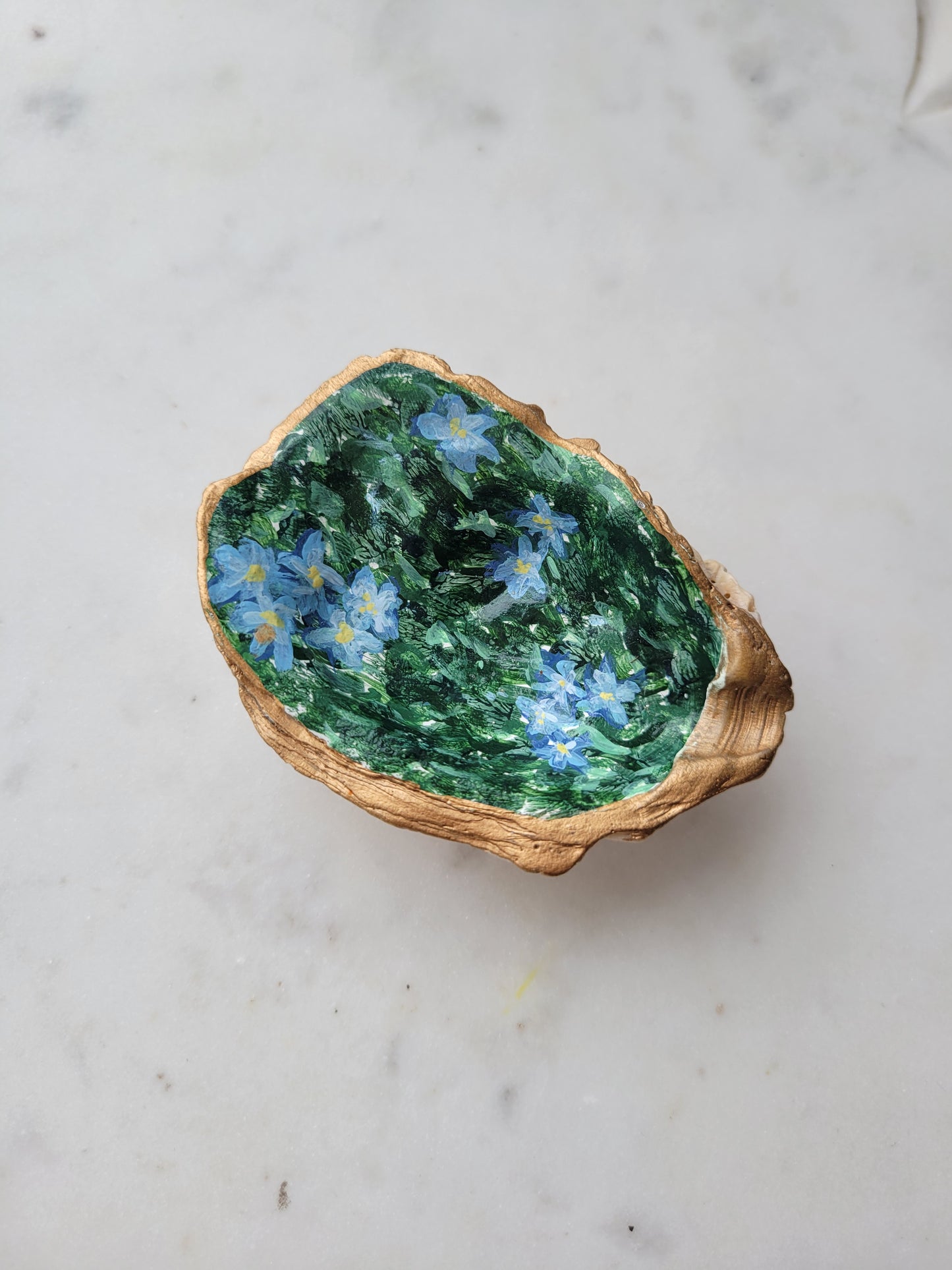 Forget-Me-Nots: Double Oyster Shell Catch-All Dish