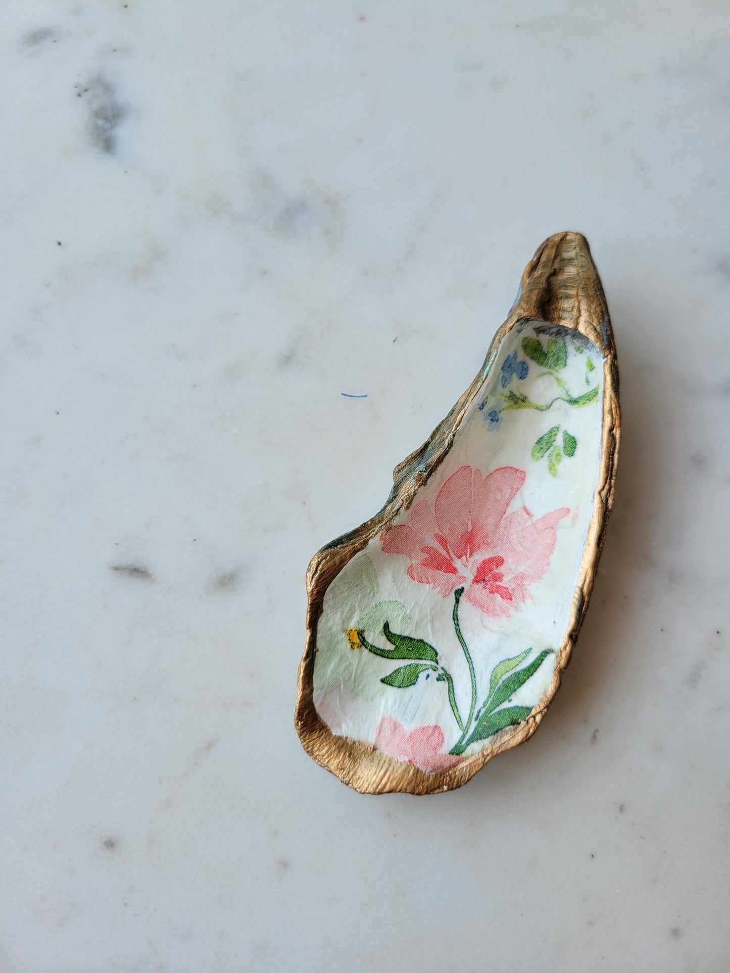 Oyster Shell Trinket Dish: Floral Print