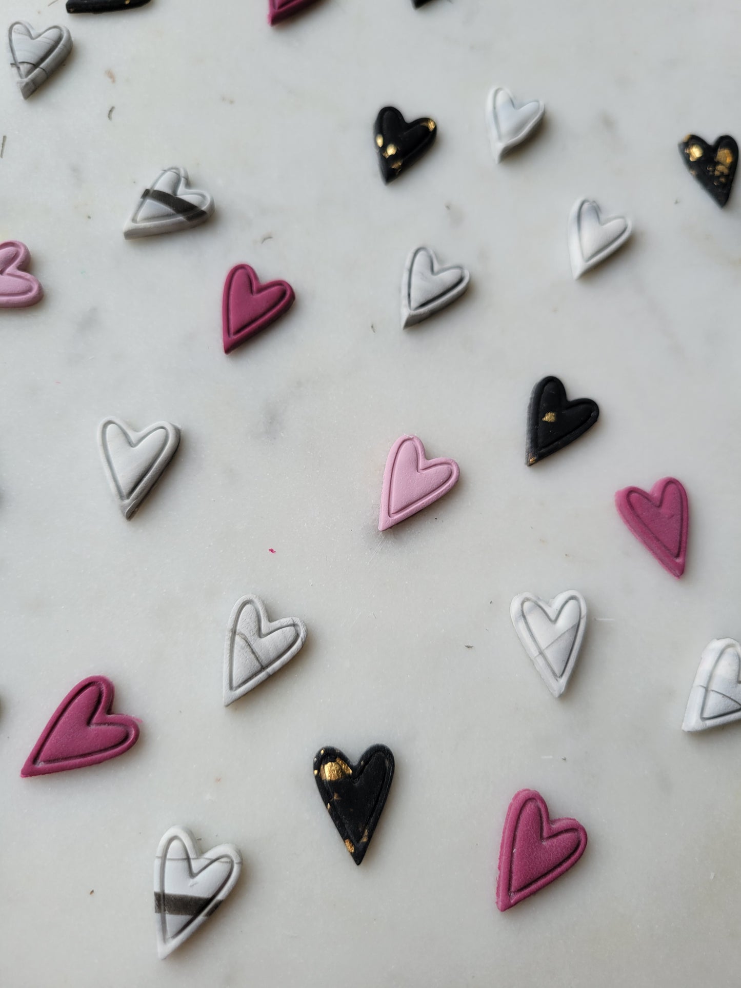 Marbled Heart Studs