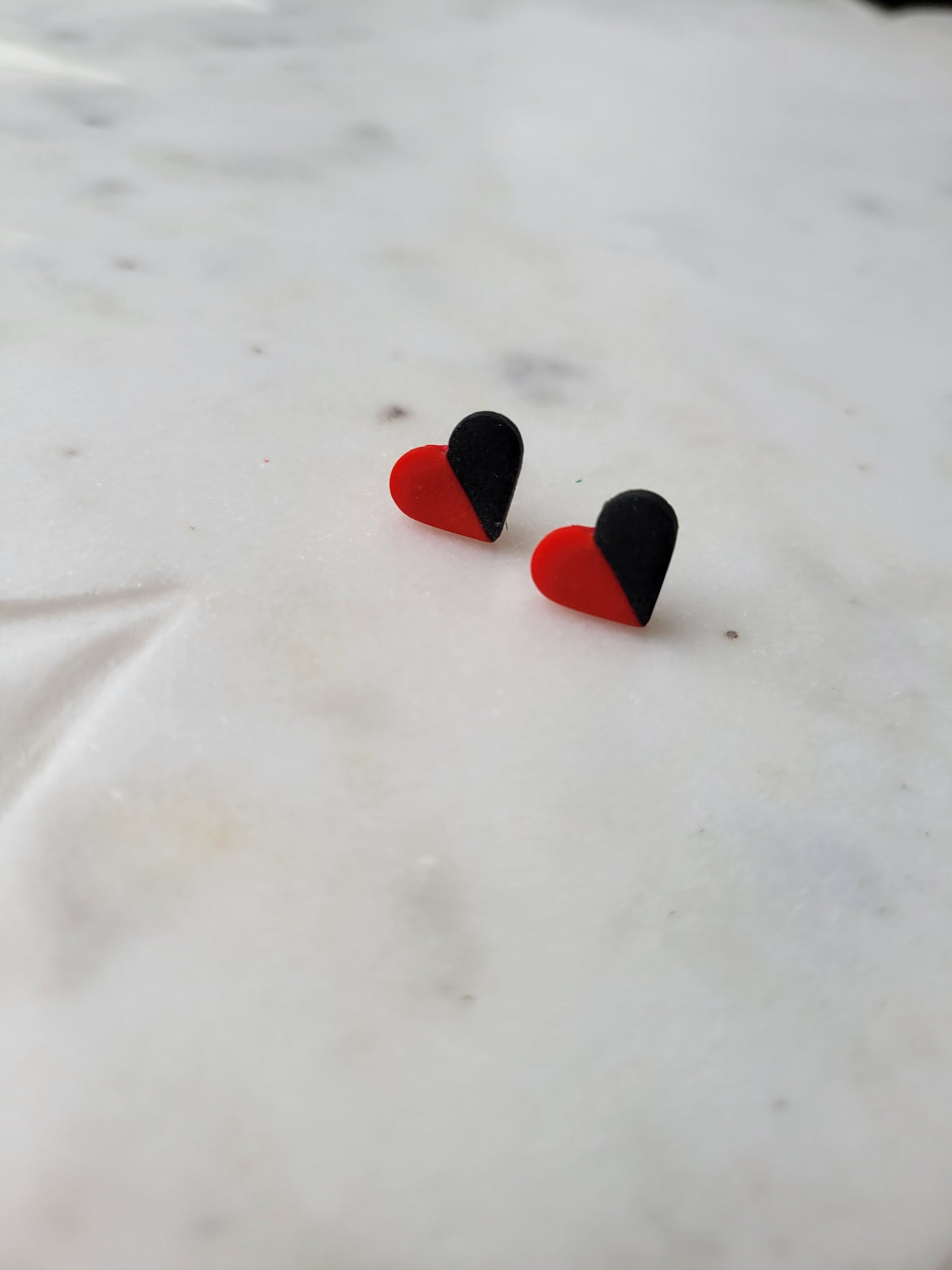 Black & Red Heart Studs