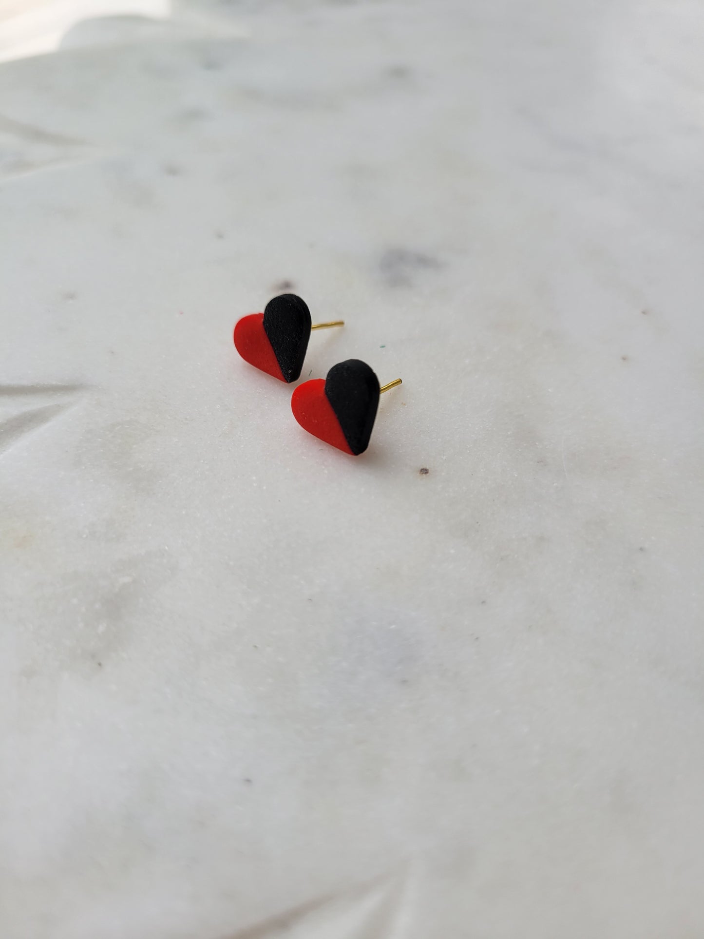 Black & Red Heart Studs