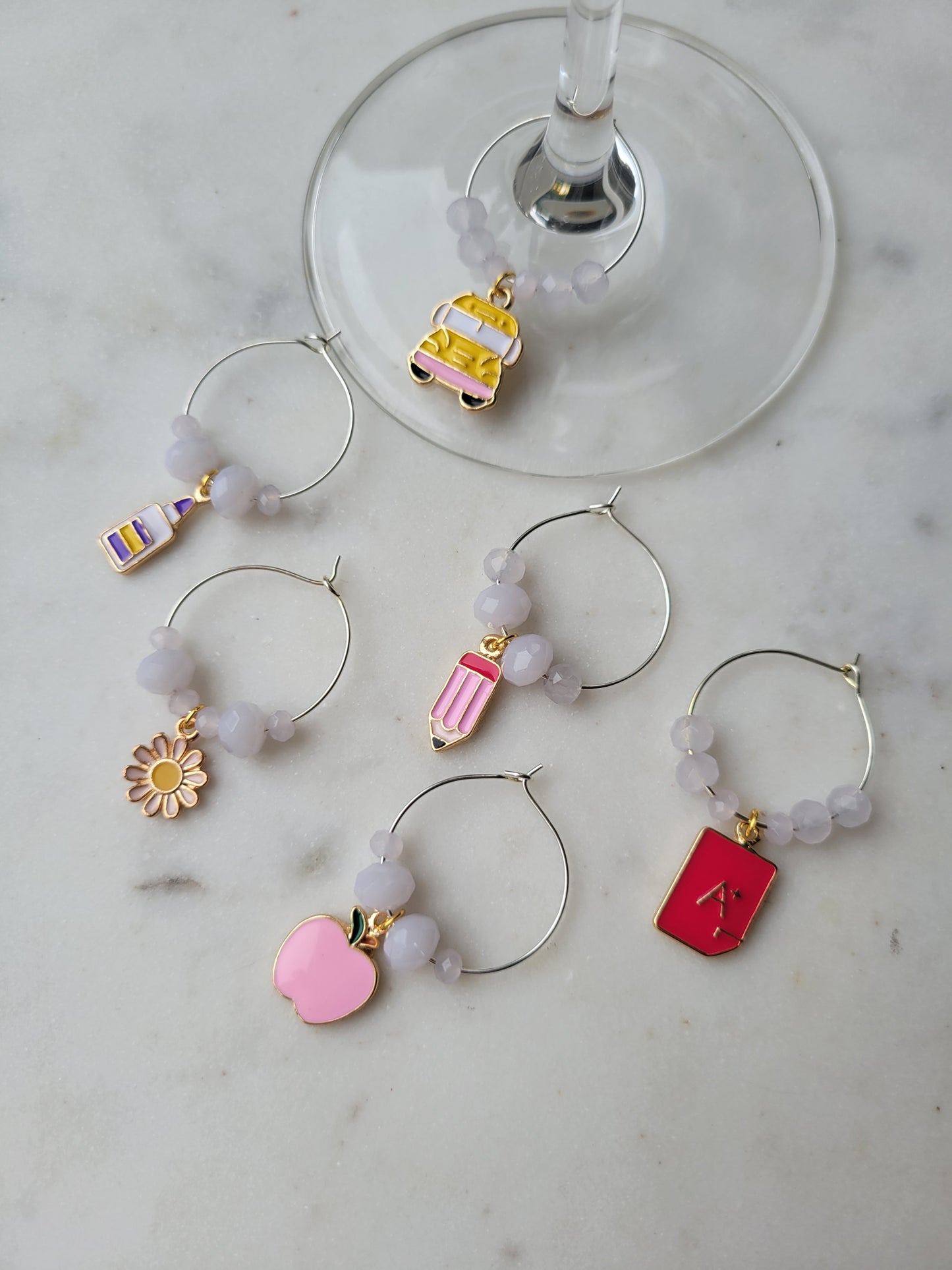 Teacher Wine Charms: Pink