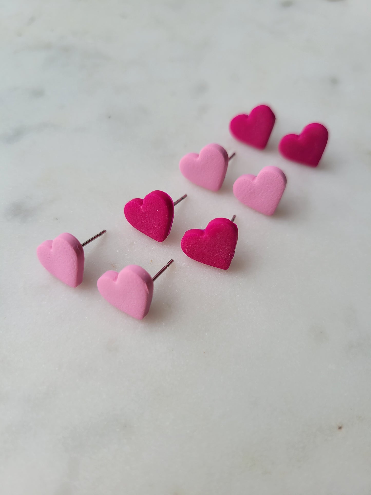 Heart Studs: Dark or Light Pink
