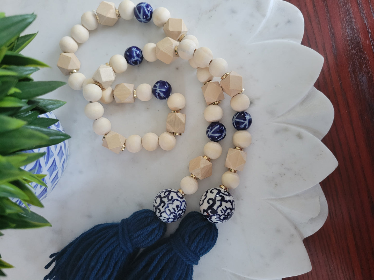 Blue + White Porcelain Table Beads
