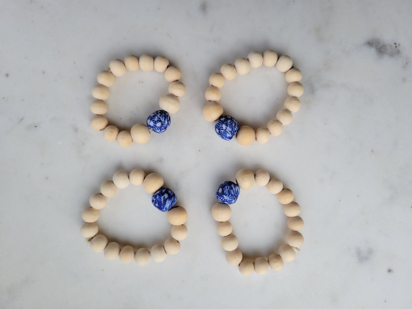 Napkin Rings: Blue and White Detail