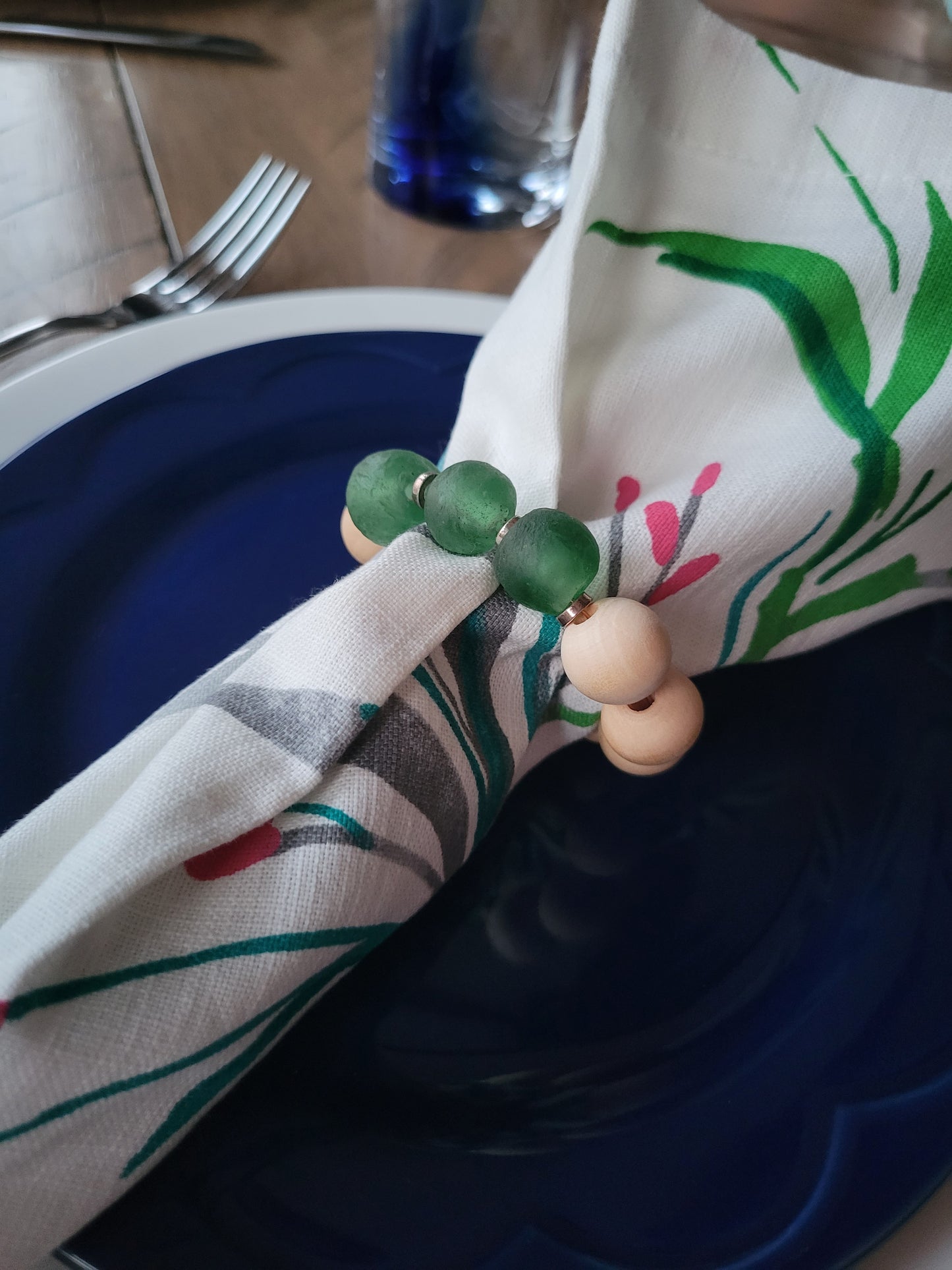 Green Sea Glass Napkin Rings